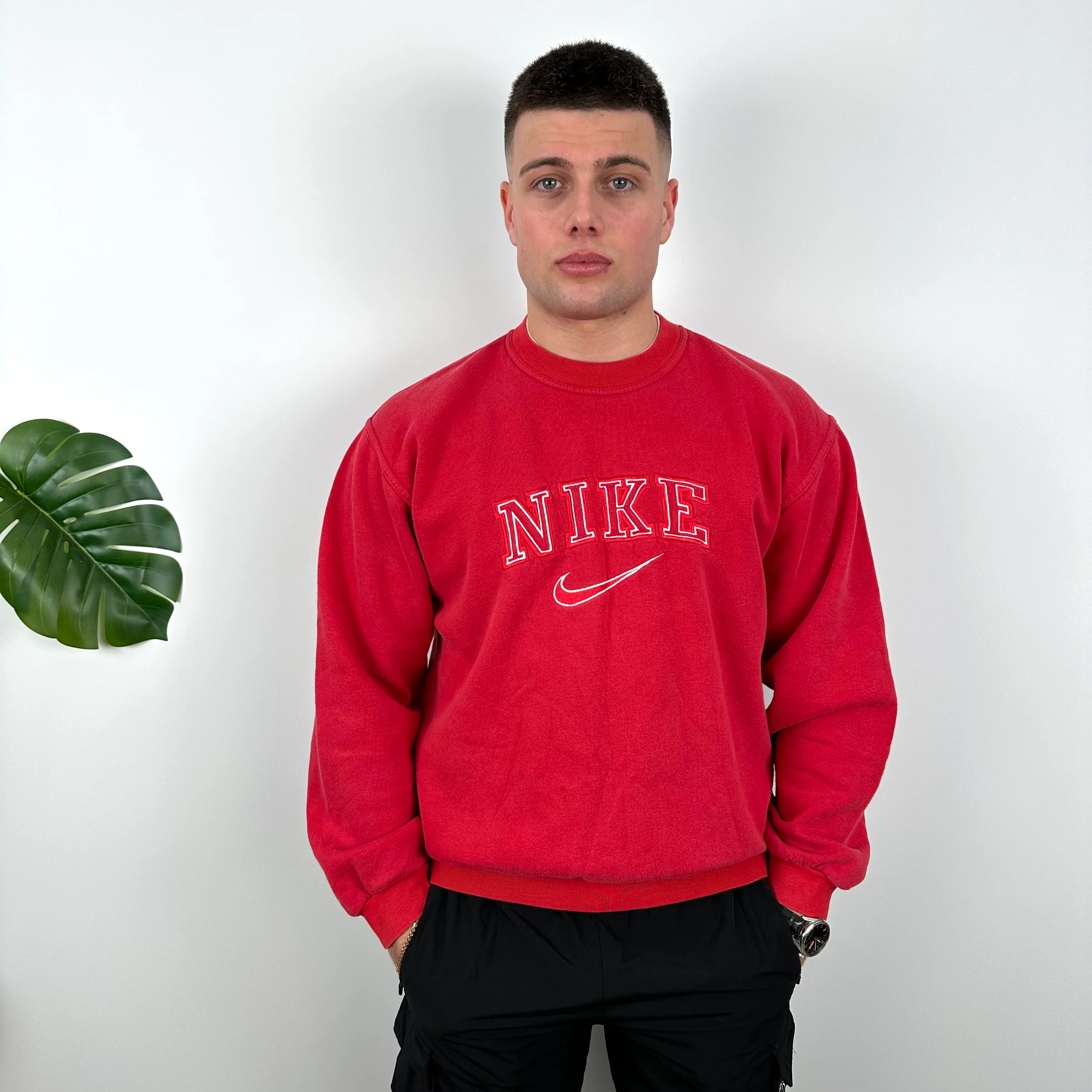 Nike Red Embroidered Spell Out Sweatshirt (M) - Image 2