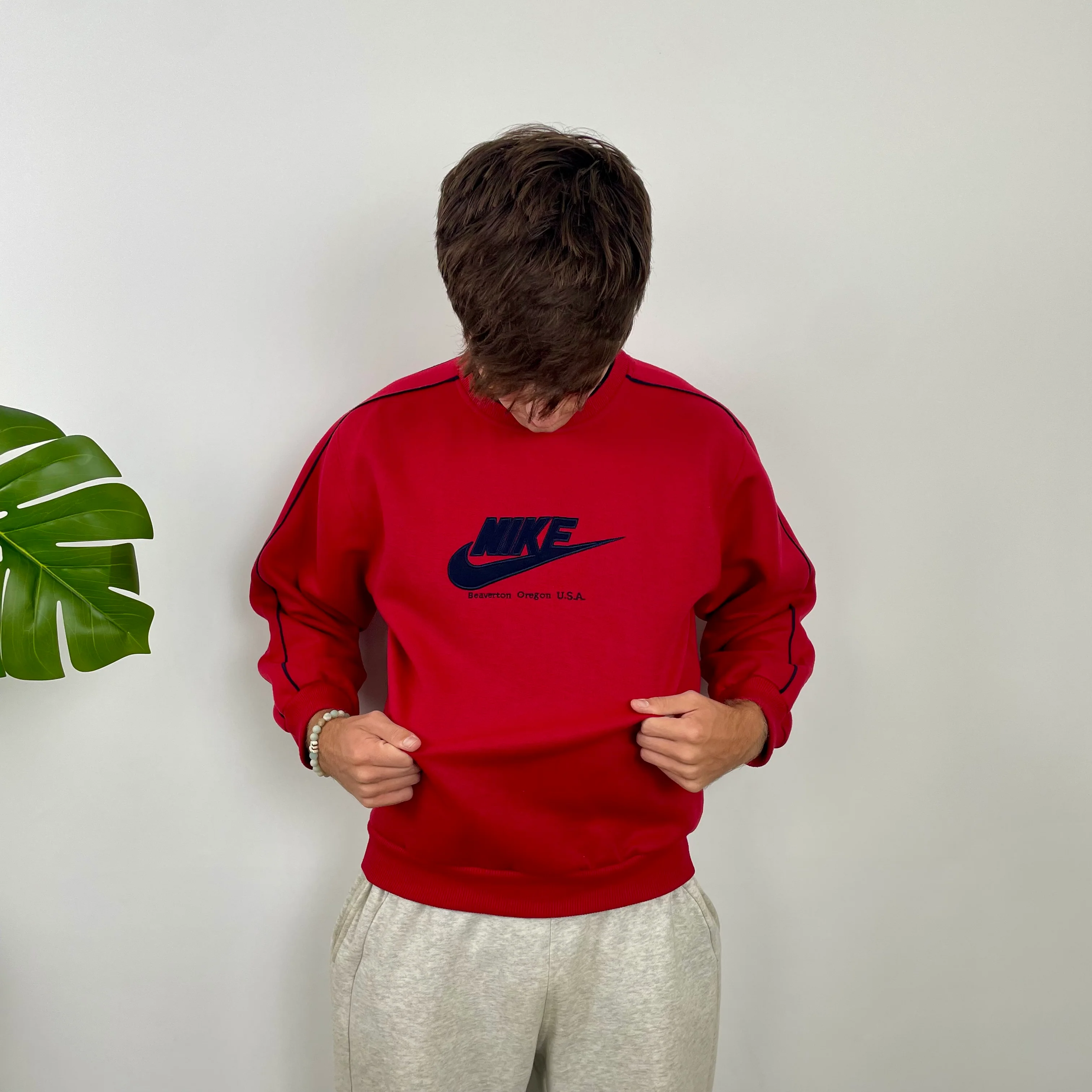 Nike Red Embroidered Spell Out Sweatshirt (S) - Image 2