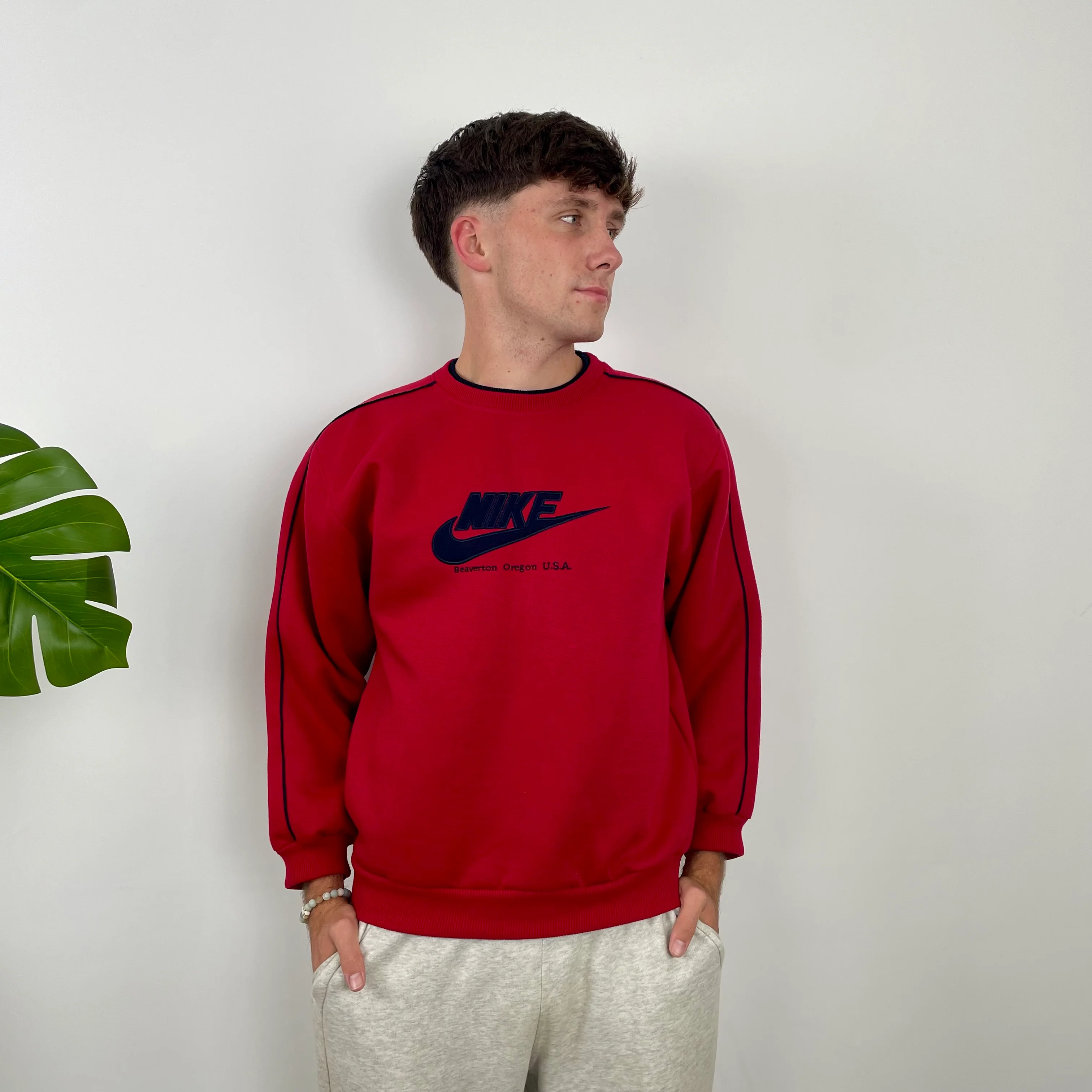 Nike Red Embroidered Spell Out Sweatshirt (S) - Image 3