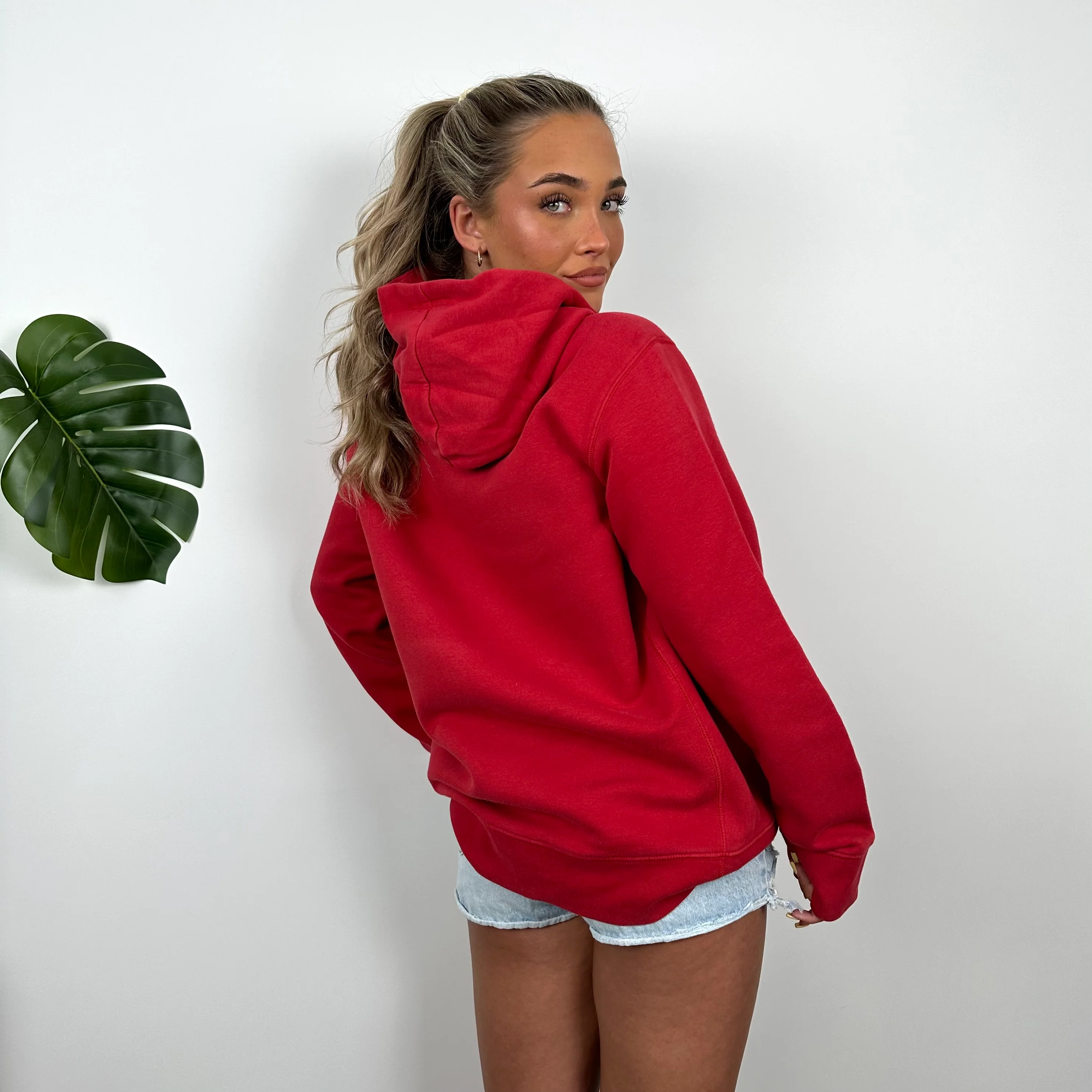 Nike Red Embroidered Swoosh Hoodie (M) - Image 4