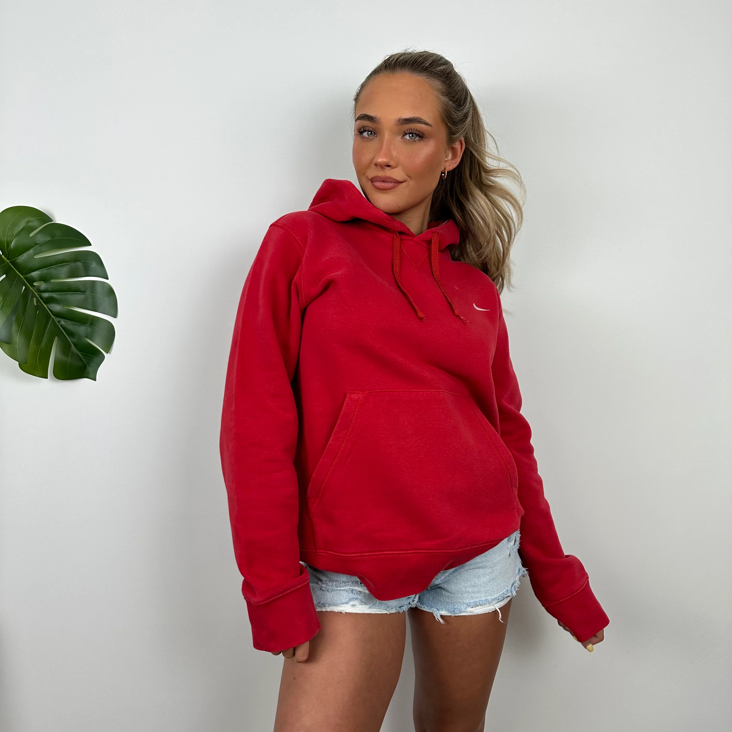 Nike Red Embroidered Swoosh Hoodie (M) - Image 5
