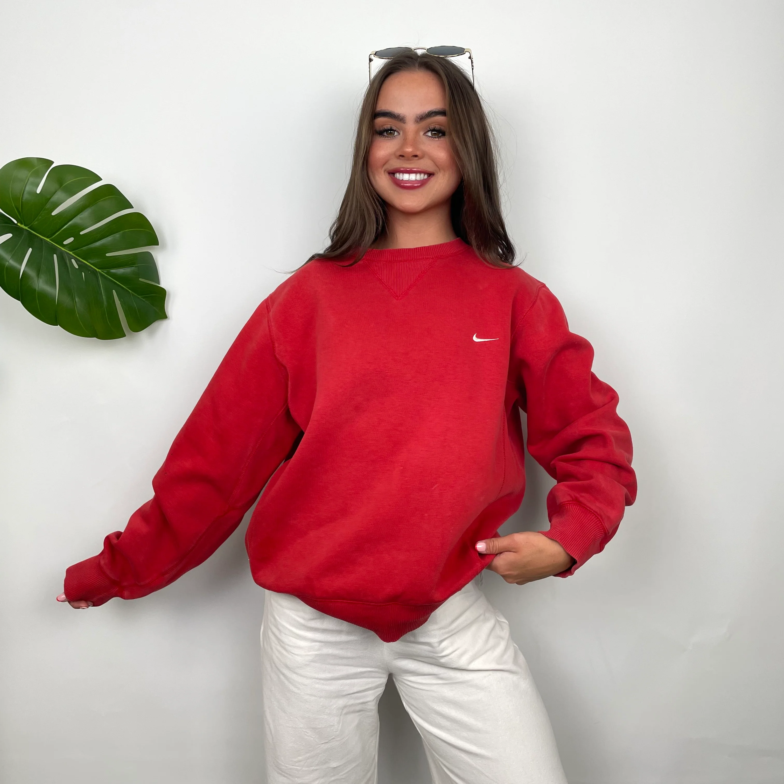 Nike Red Embroidered Swoosh Sweatshirt (S) - Image 3