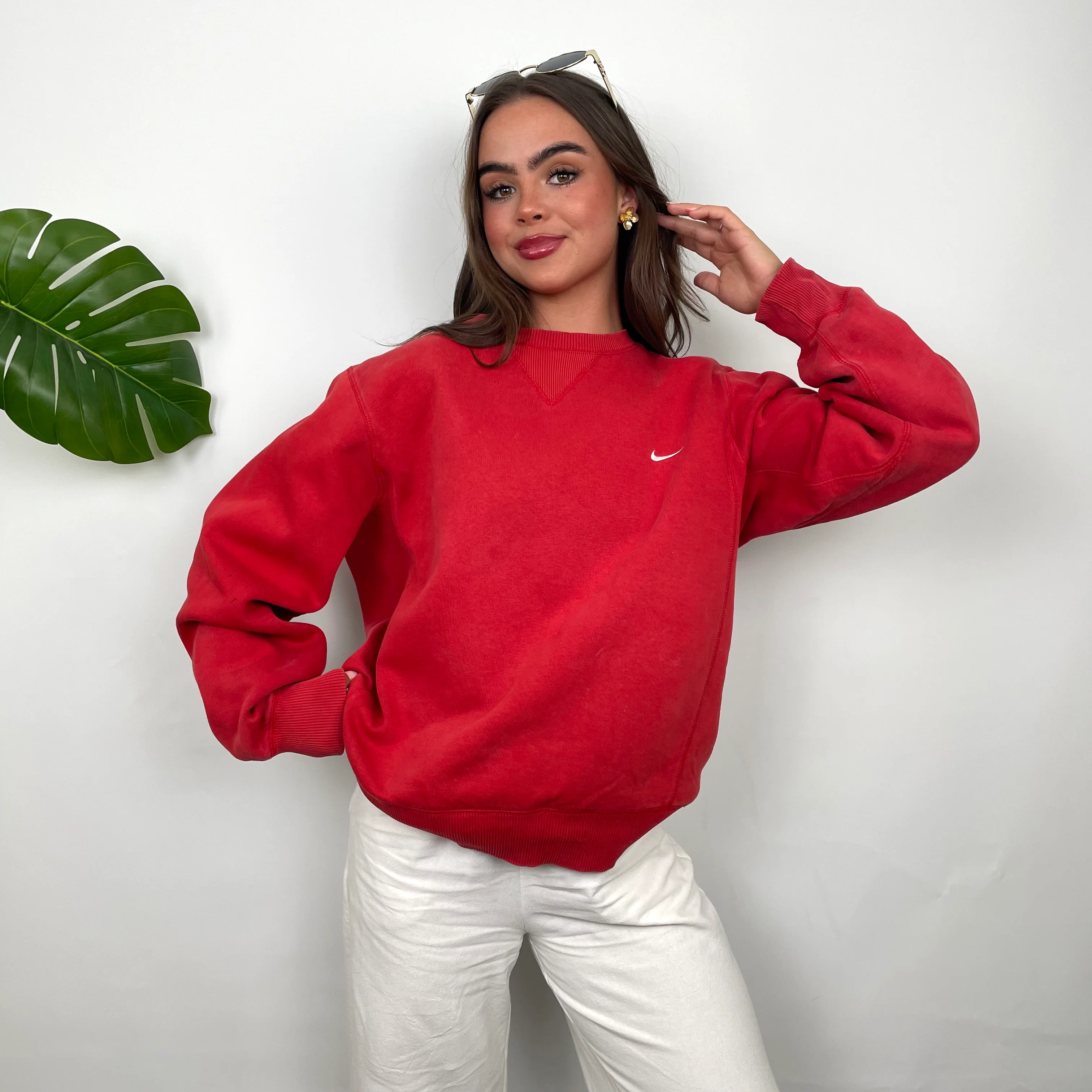 Nike Red Embroidered Swoosh Sweatshirt (S) - Image 4