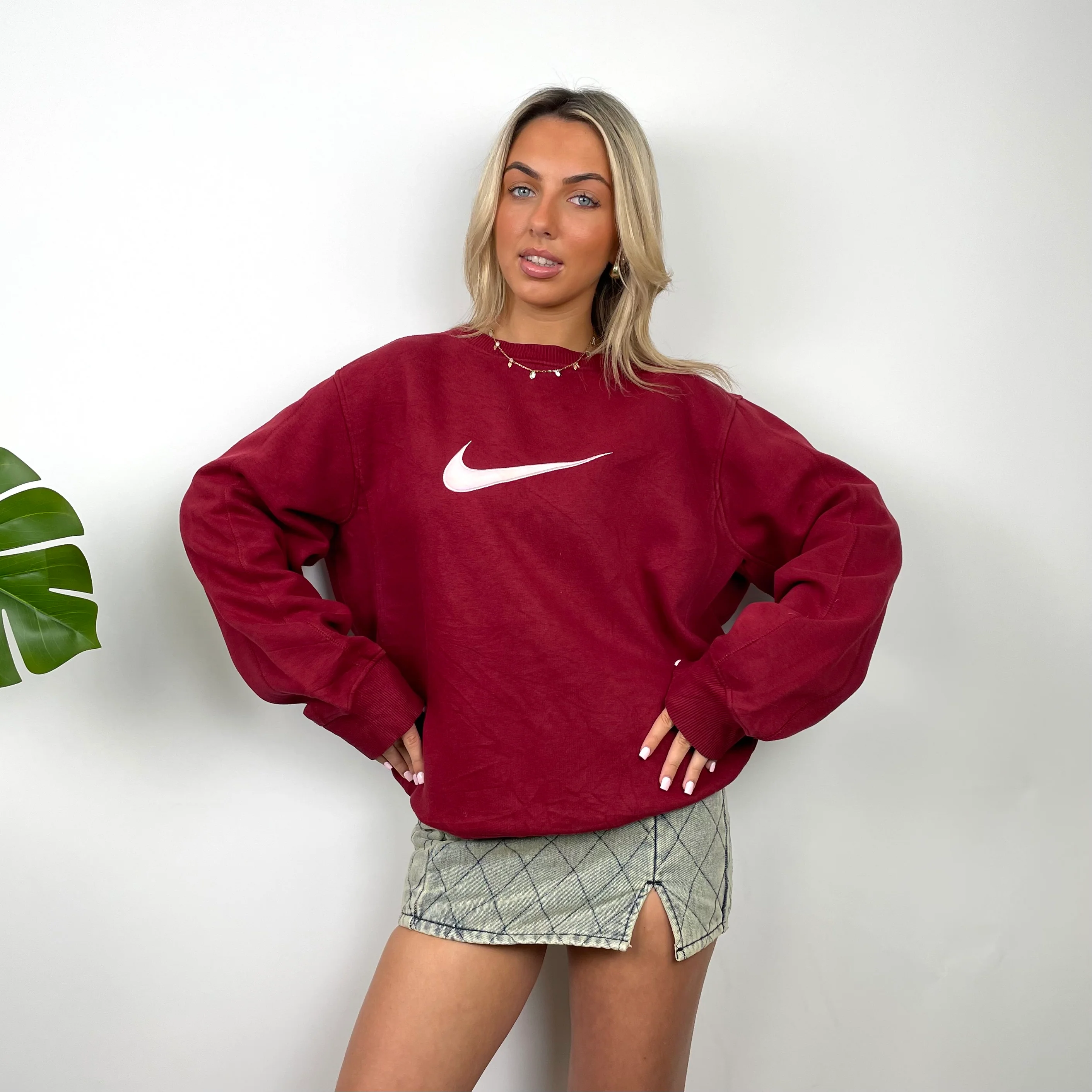 Nike Red Embroidered Swoosh Sweatshirt (L) - Image 5
