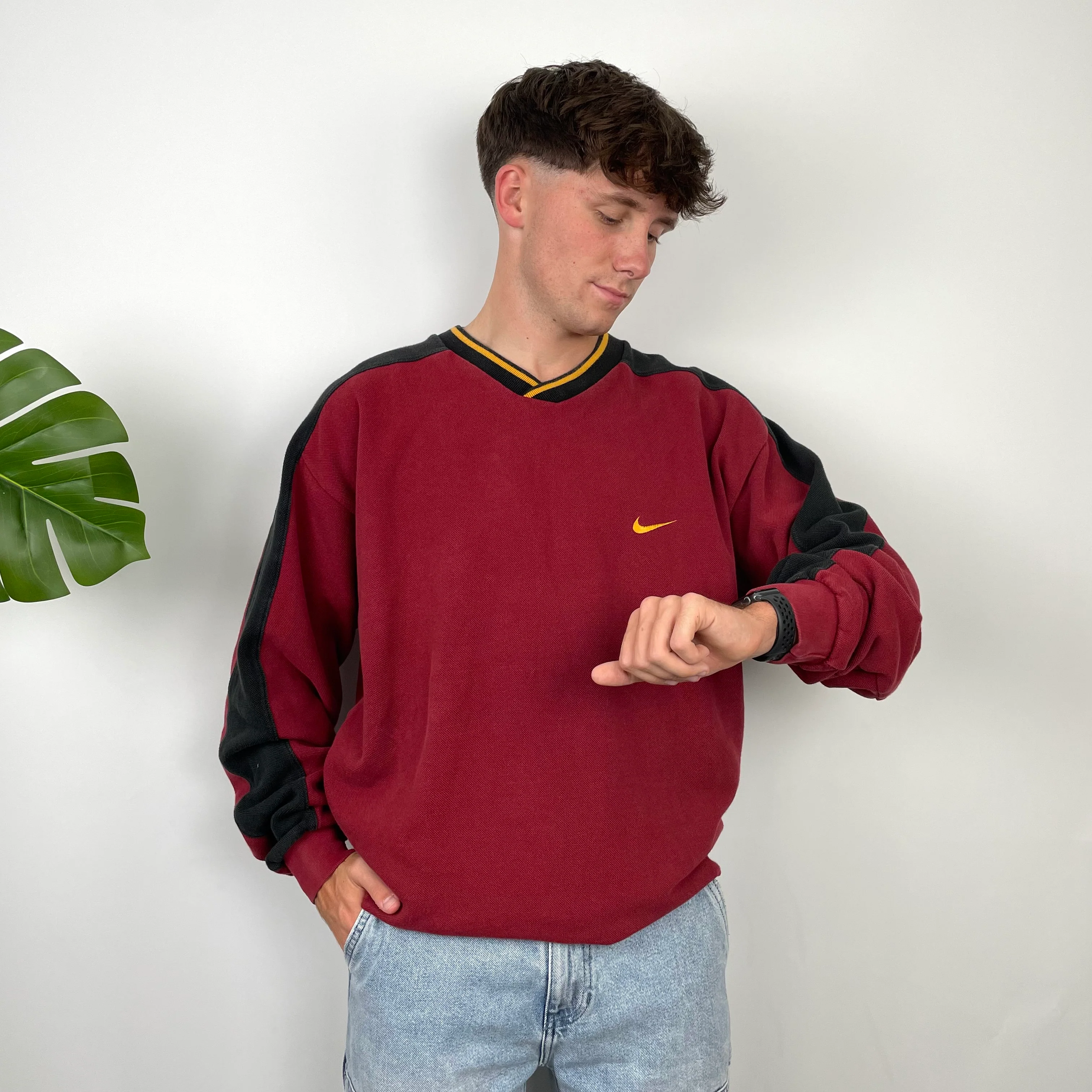 Nike Red Embroidered Swoosh Sweatshirt (XL) - Image 7