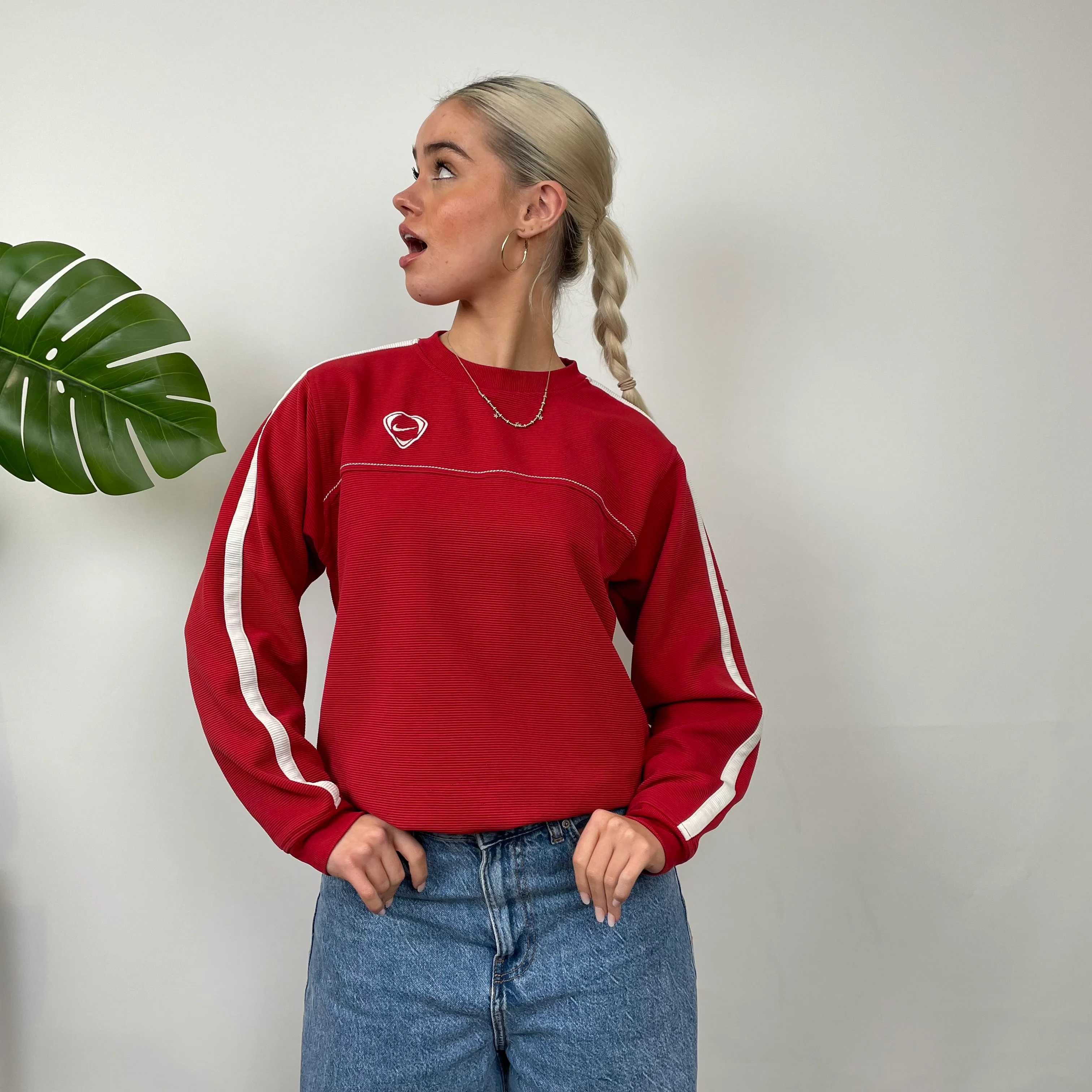 Nike Red Embroidered Swoosh Sweatshirt (S) - Image 2