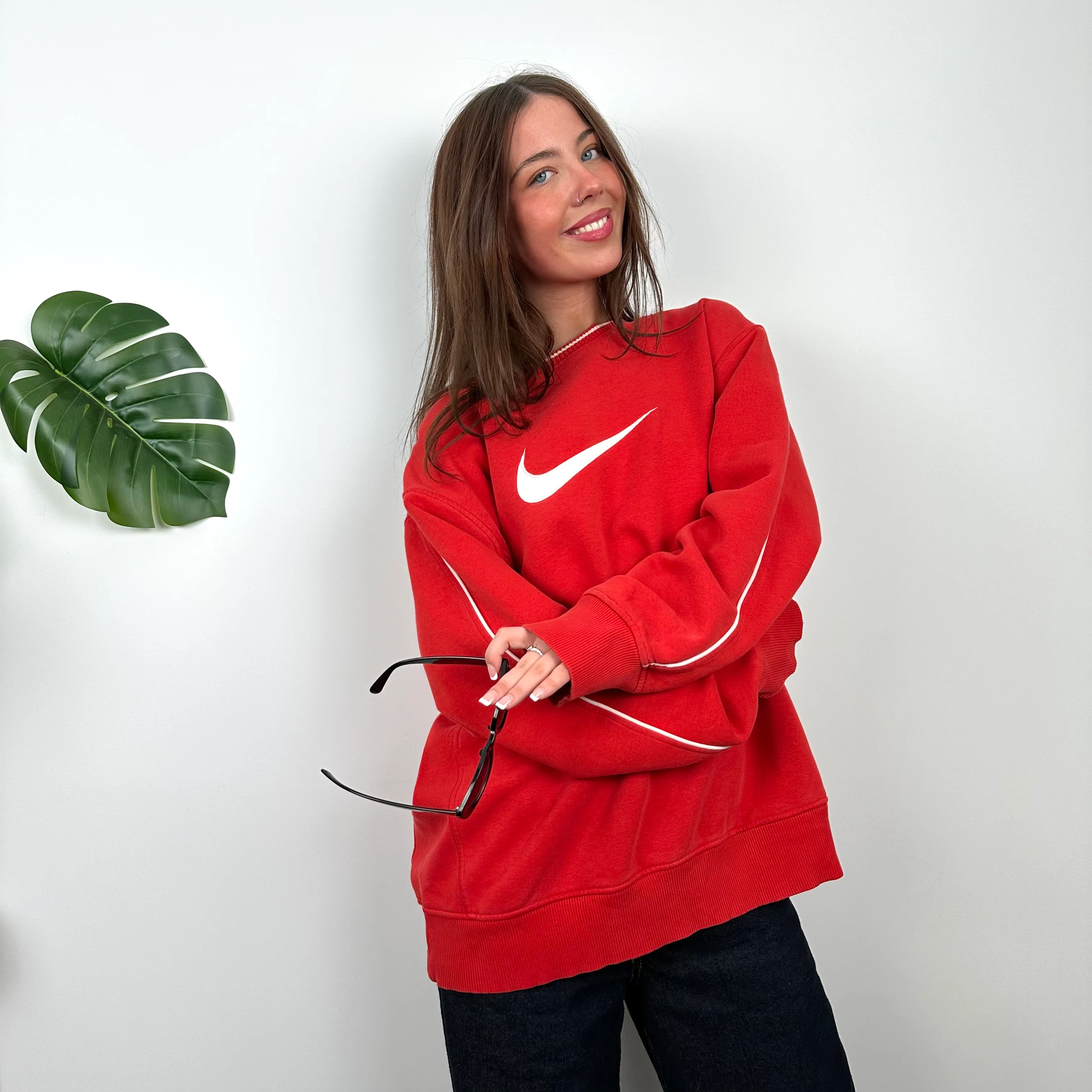 Nike Red Embroidered Swoosh Sweatshirt (XL) - Image 4