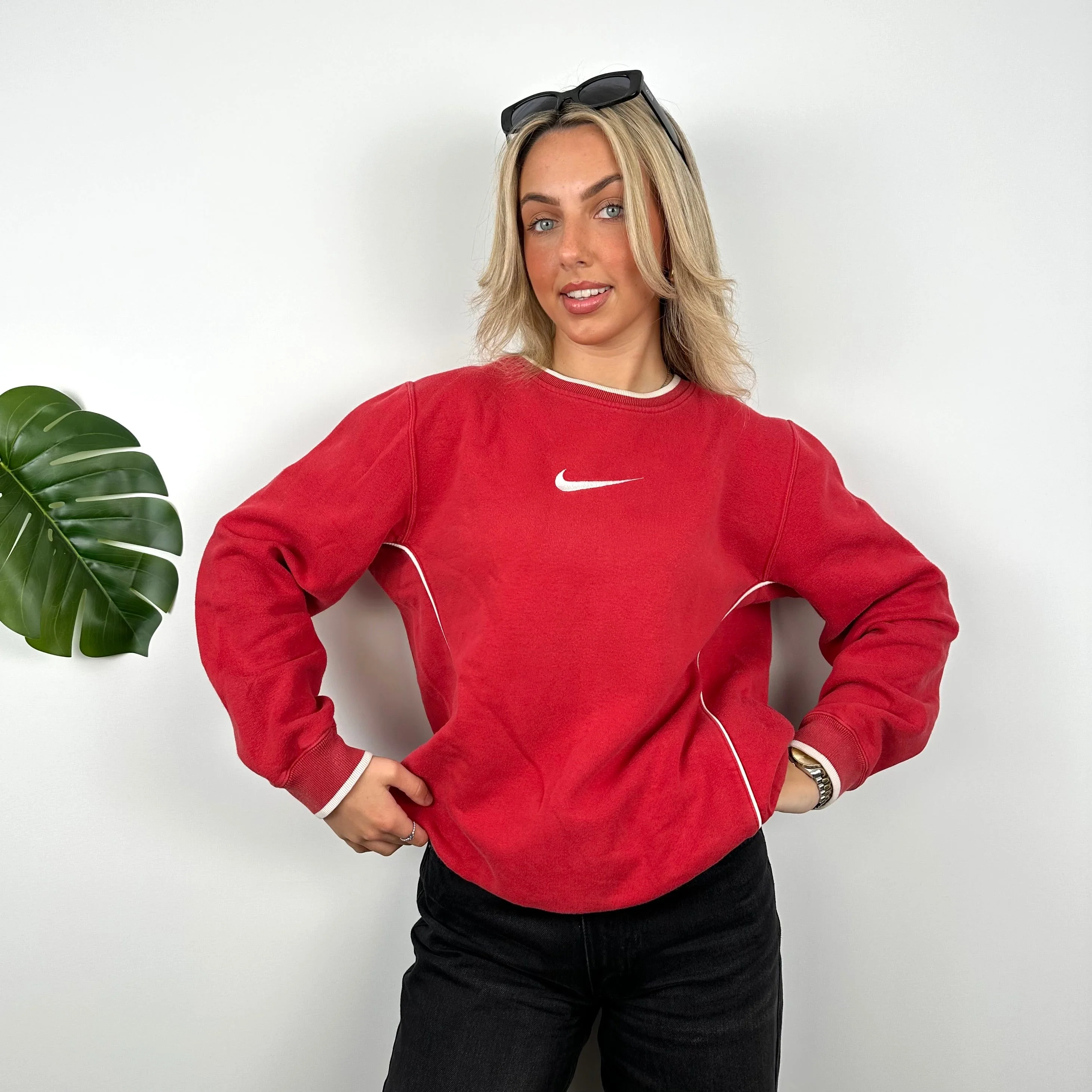 Nike Red Embroidered Swoosh Sweatshirt (L) - Image 5