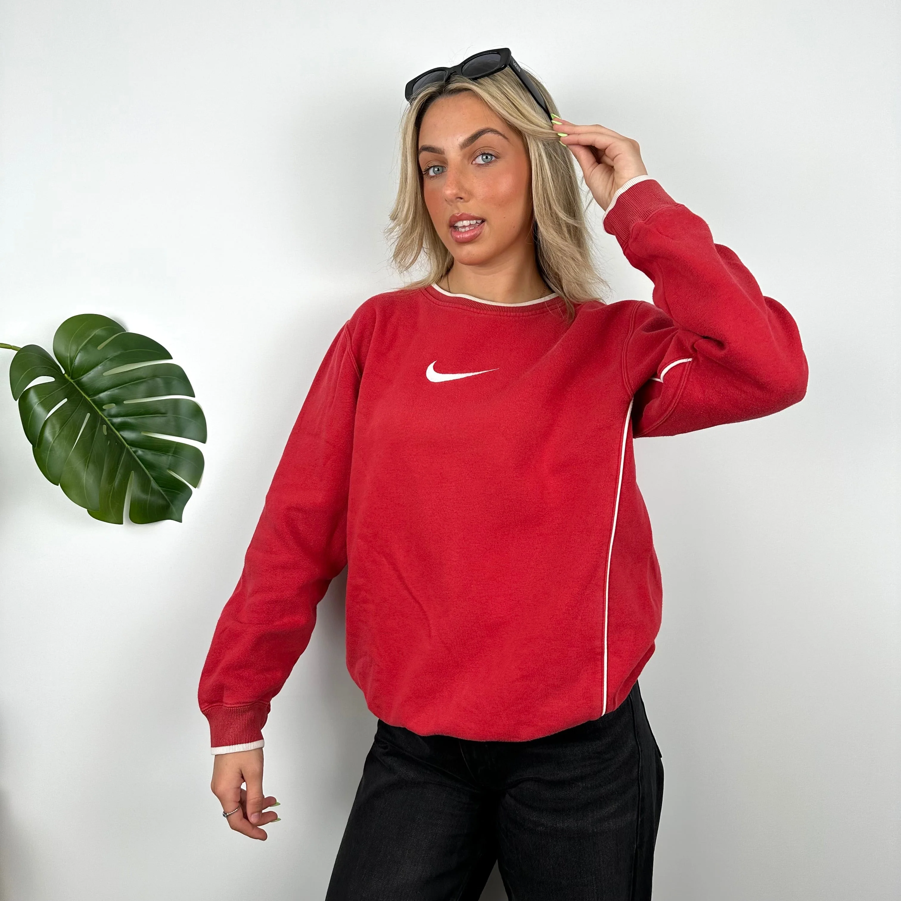 Nike Red Embroidered Swoosh Sweatshirt (L) - Image 7