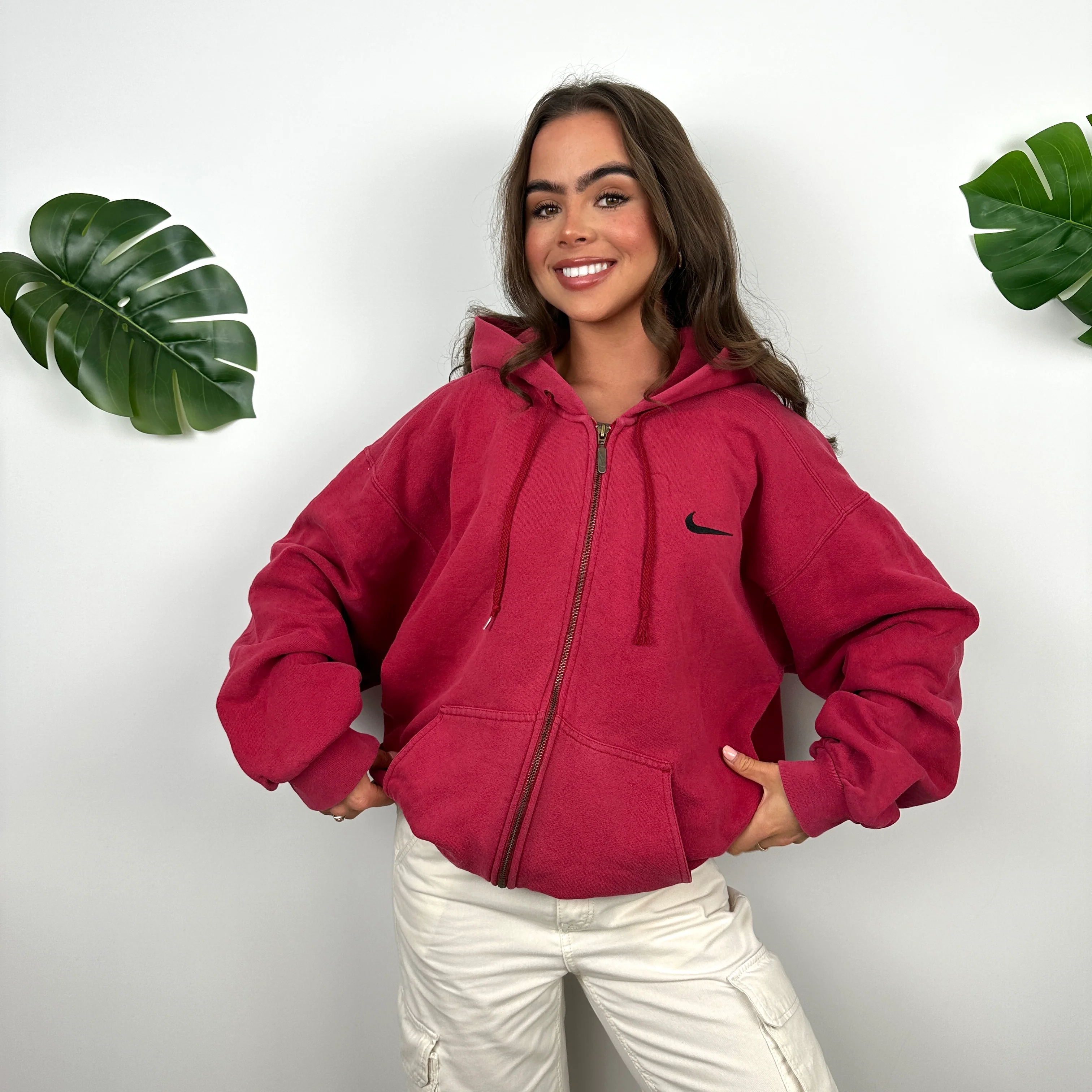 Nike Red Embroidered Swoosh Zip Up Jacket (L) - Image 5