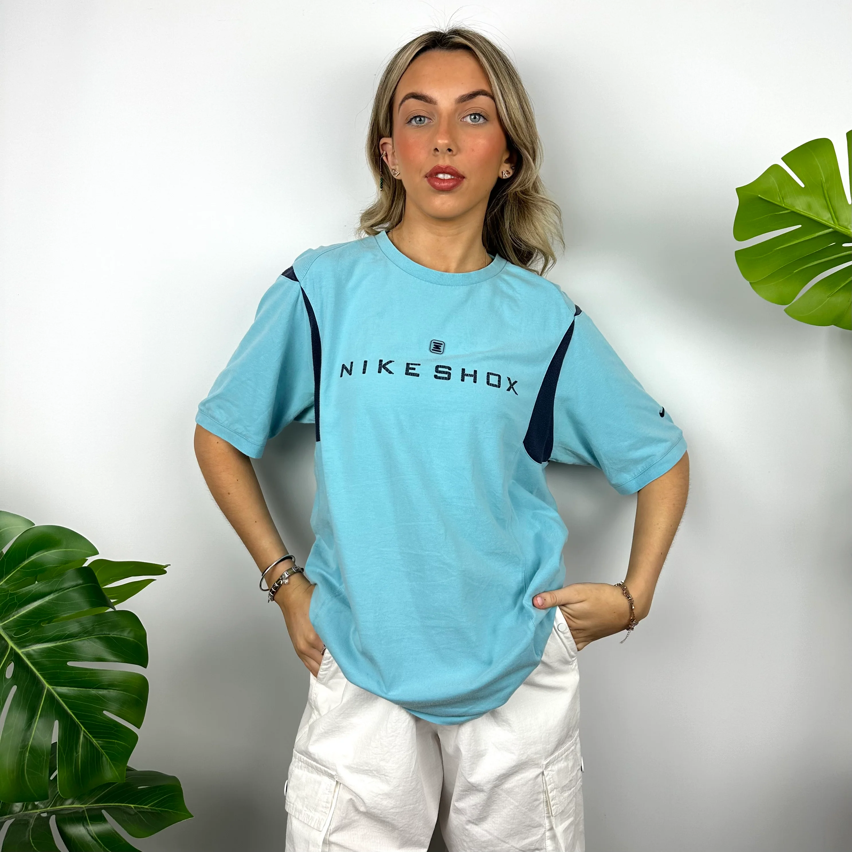 Nike Shox Baby Blue Spell Out T Shirt (M)