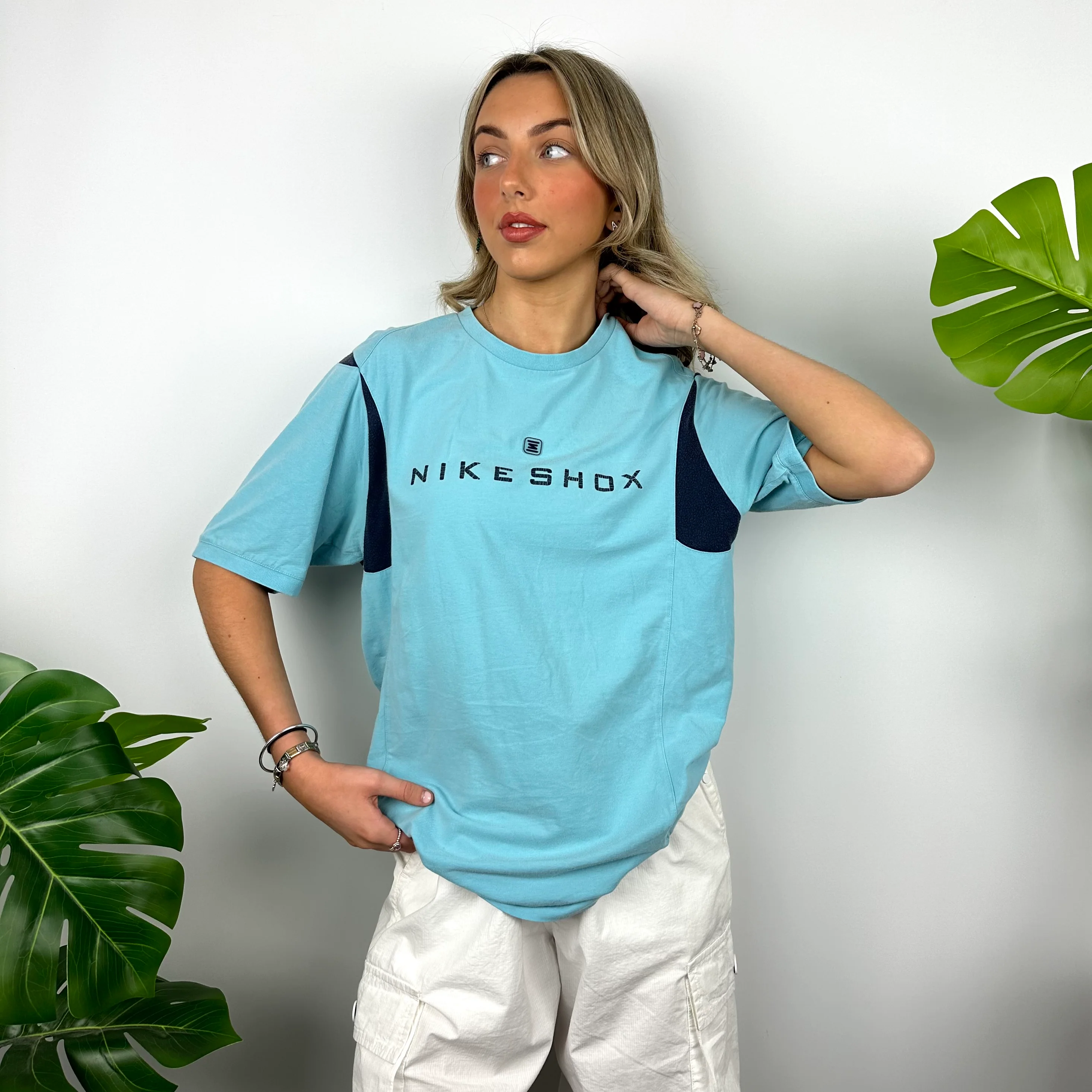 Nike Shox Baby Blue Spell Out T Shirt (M) - Image 5