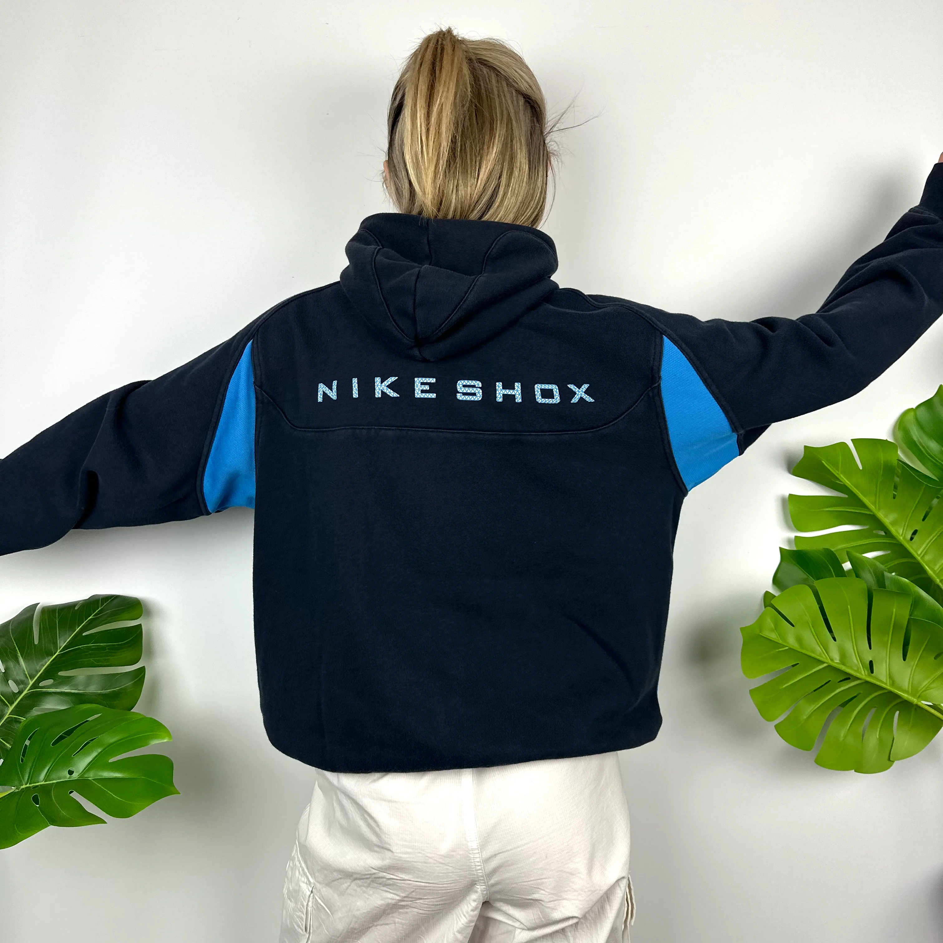 Nike Shox Navy Embroidered Spell Out Hoodie Jacket (L) - Image 3