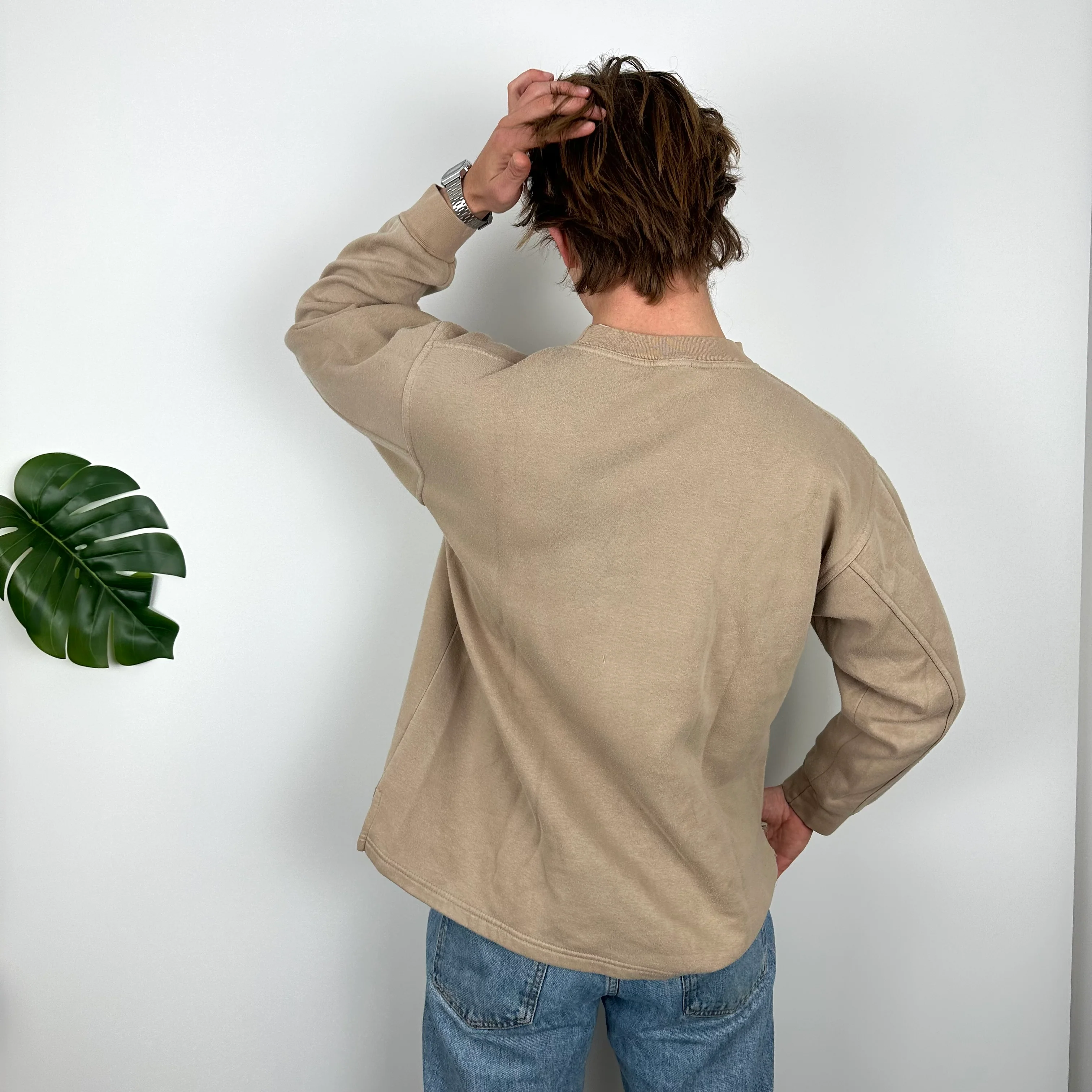 Nike Tan Brown Embroidered Spell Out Sweatshirt (M) - Image 6