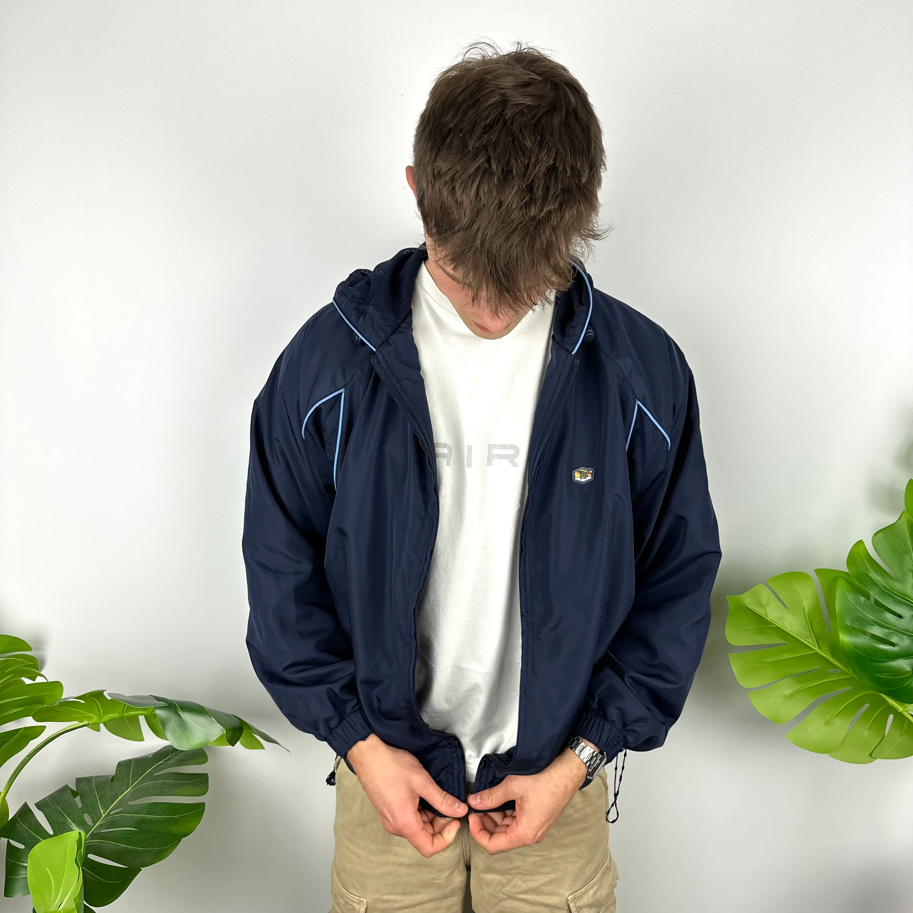 Nike TN Air RARE Navy Embroidered Spell Out Zip Up Jacket (L) - Image 5