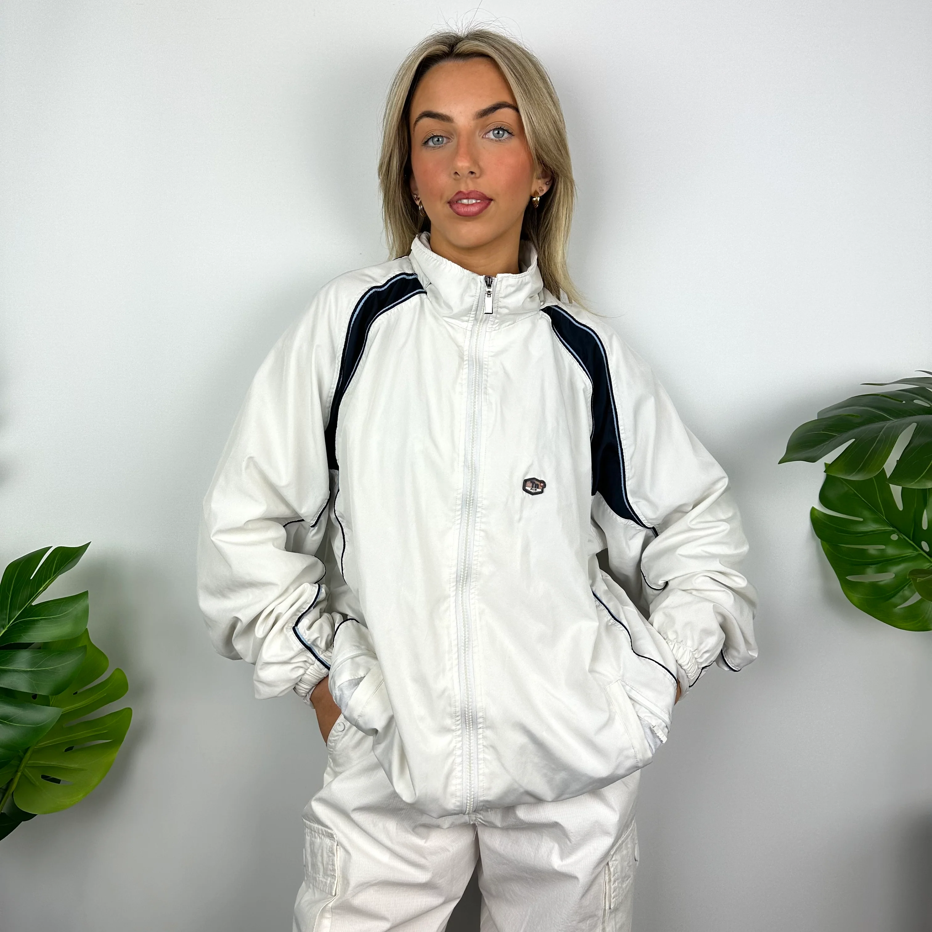 Nike TN Air White Embroidered Spell Out Zip Up Jacket (XXL)