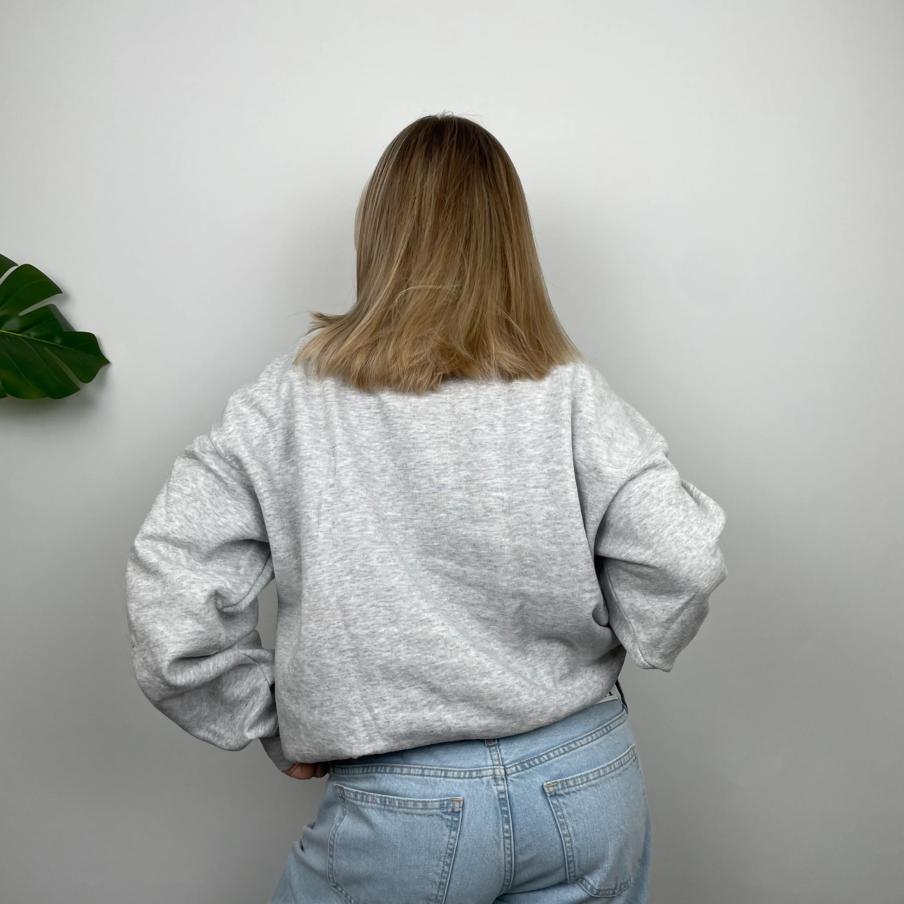 Nike Town Grey Embroidered Spell Out Sweatshirt (L) - Image 6