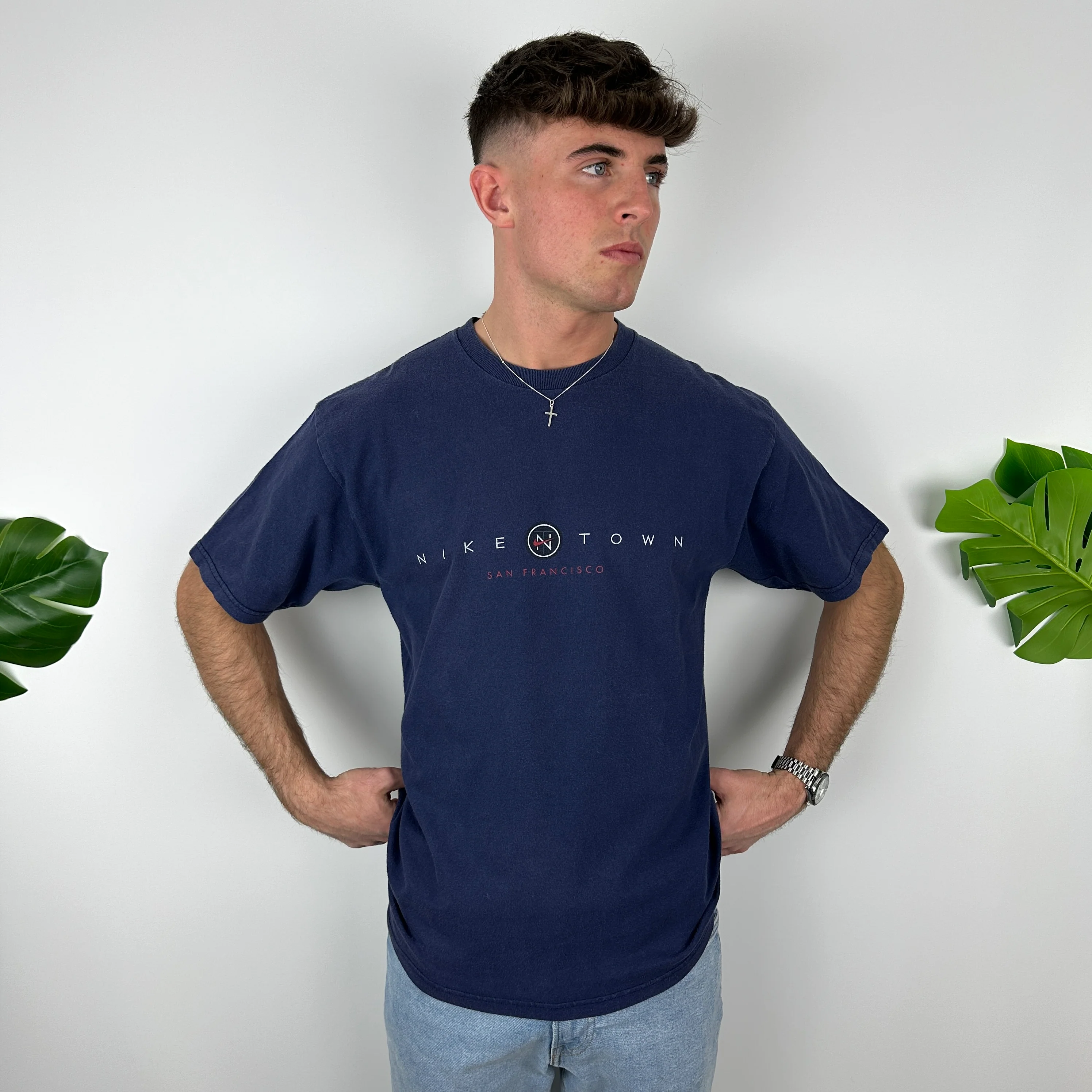 Nike Town San Francisco Navy Spell Out T Shirt (M) - Image 4