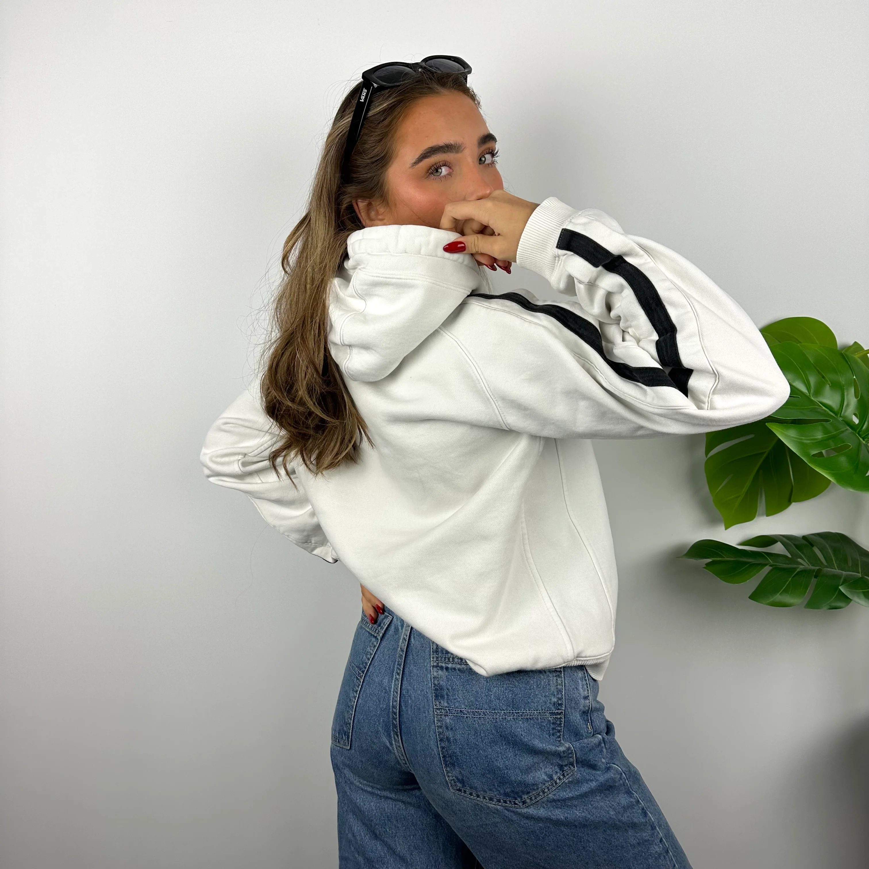Nike White Embroidered Spell Out Hoodie (M) - Image 7