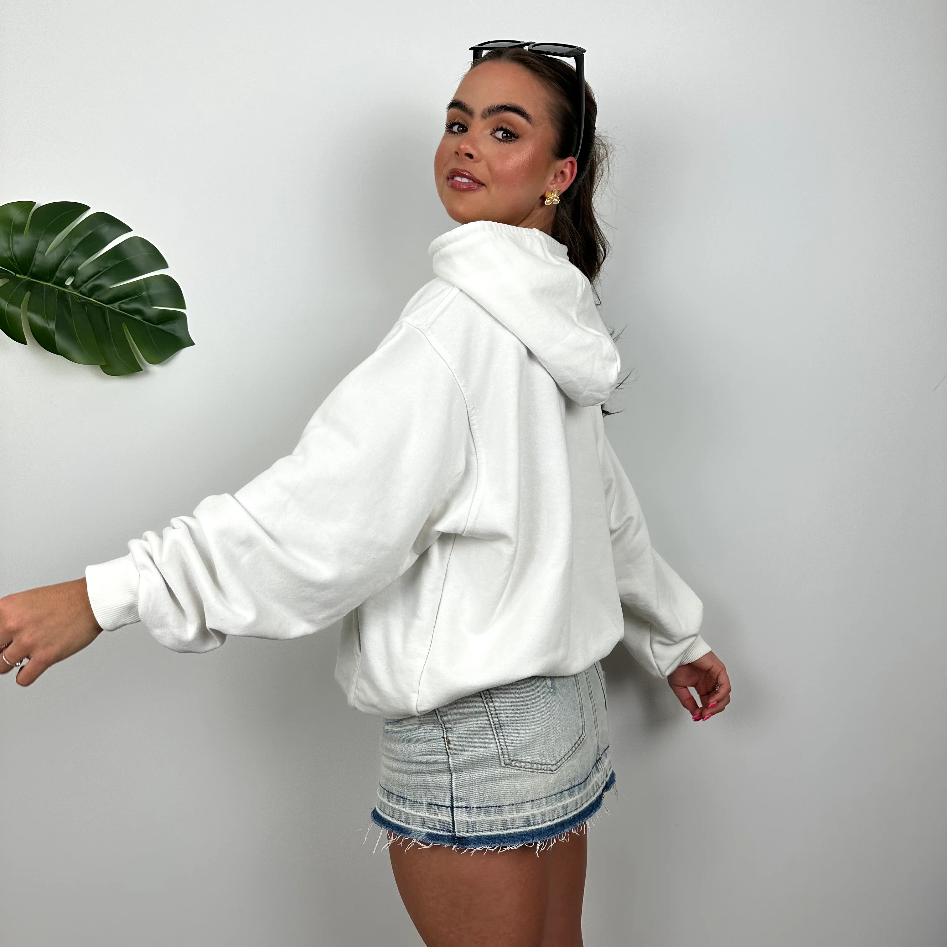 Nike White Embroidered Spell out Hoodie (M) - Image 6