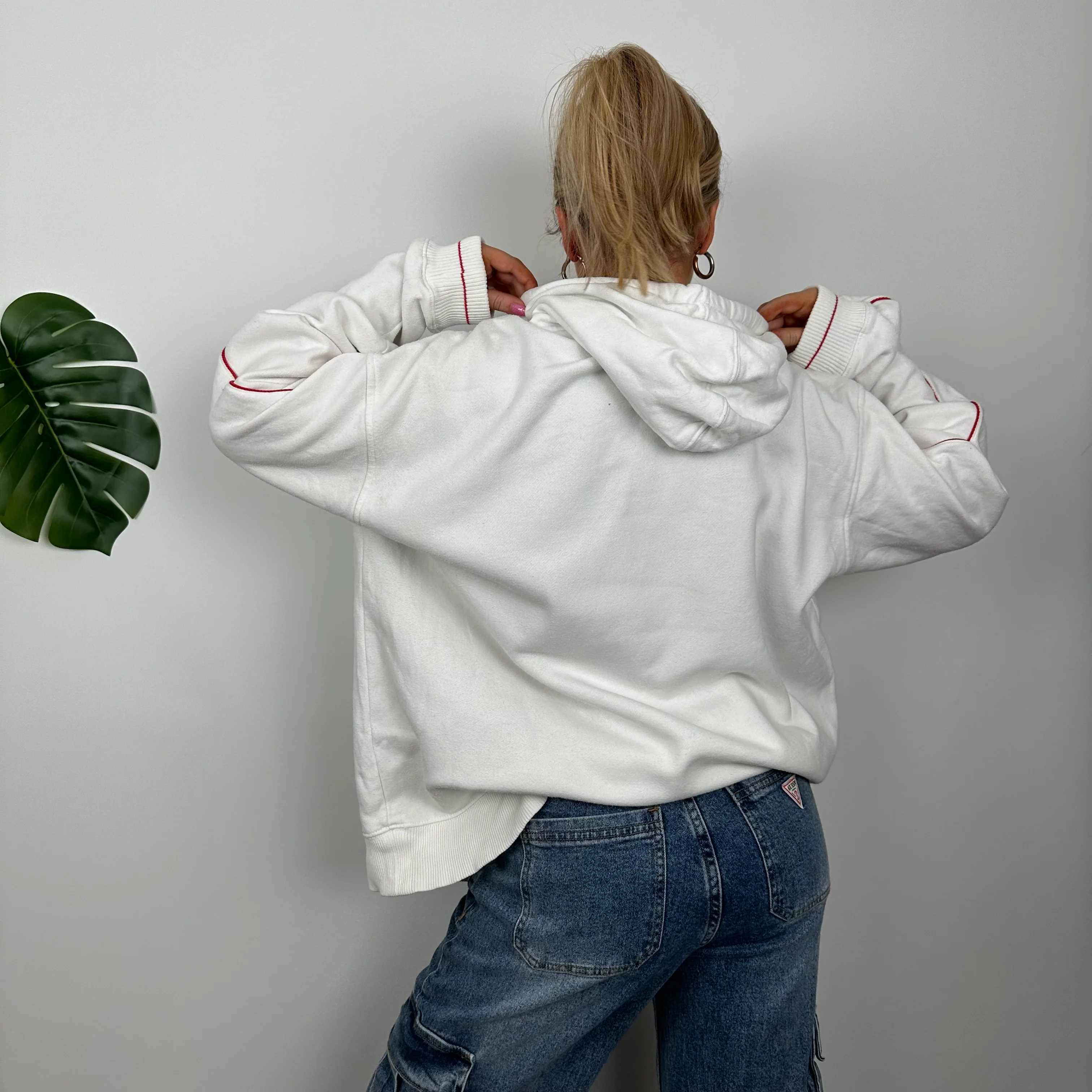 Nike White Embroidered Spell Out Hoodie (XL) - Image 6