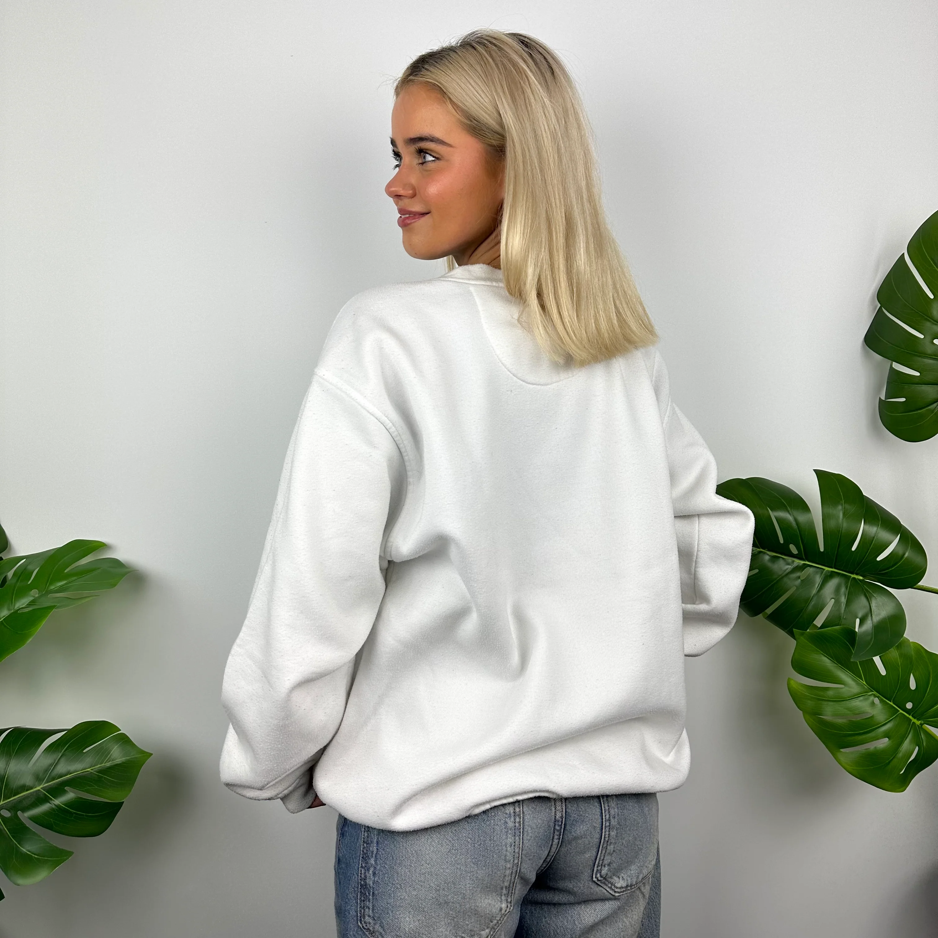 Nike White Embroidered Spell Out Sweatshirt (L) - Image 4