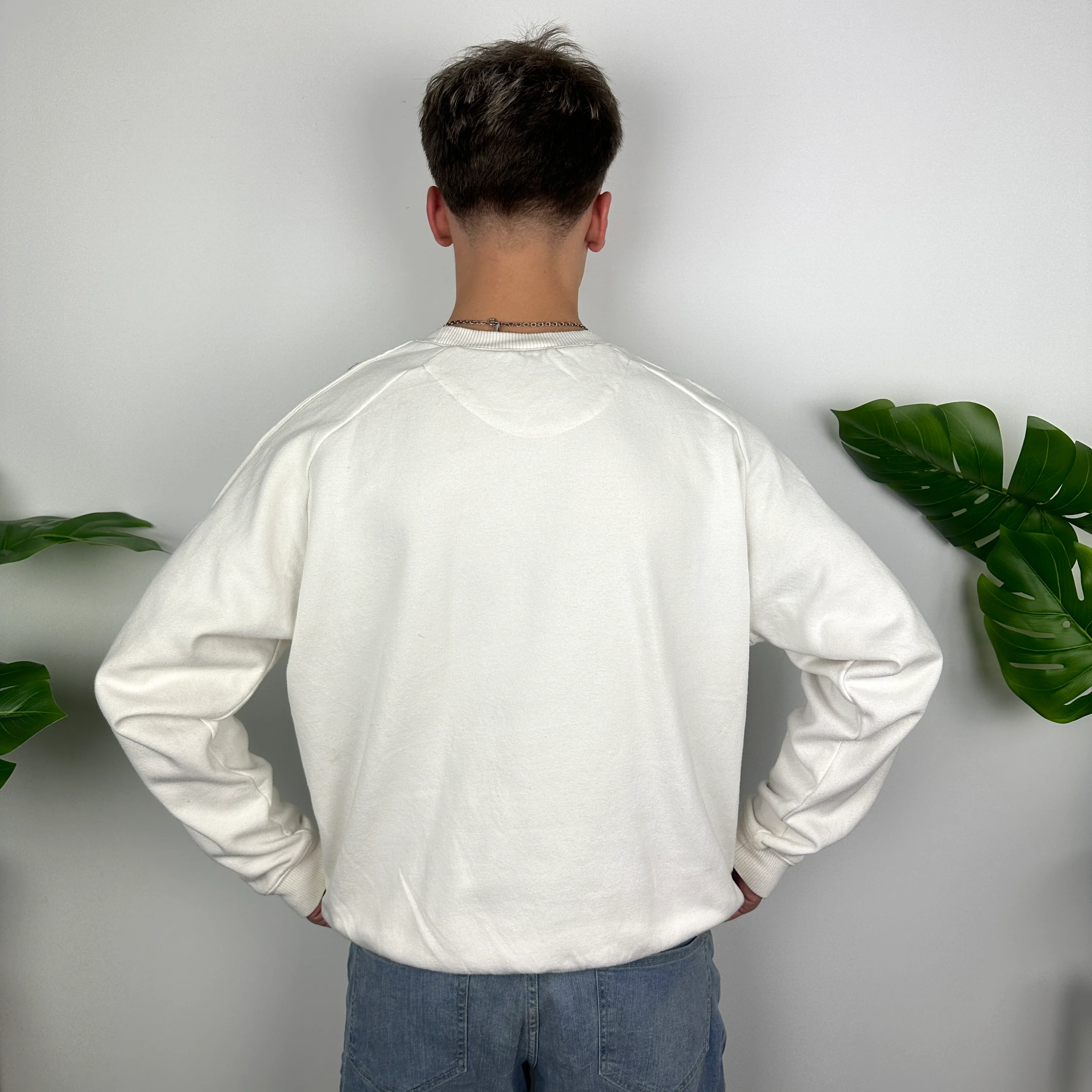 Nike White Embroidered Spell Out Sweatshirt (L) - Image 4