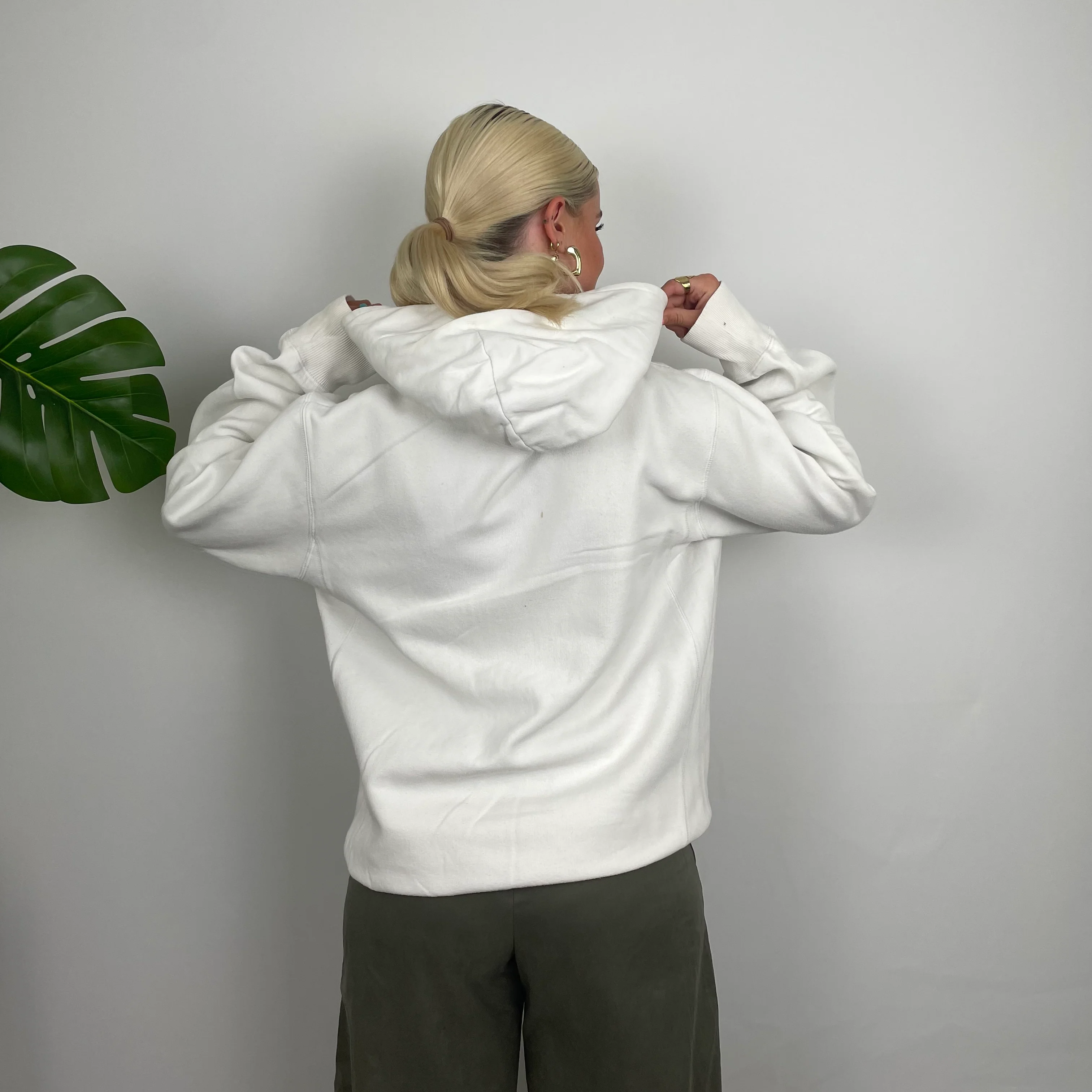 Nike White Embroidered Swoosh Hoodie (M) - Image 6