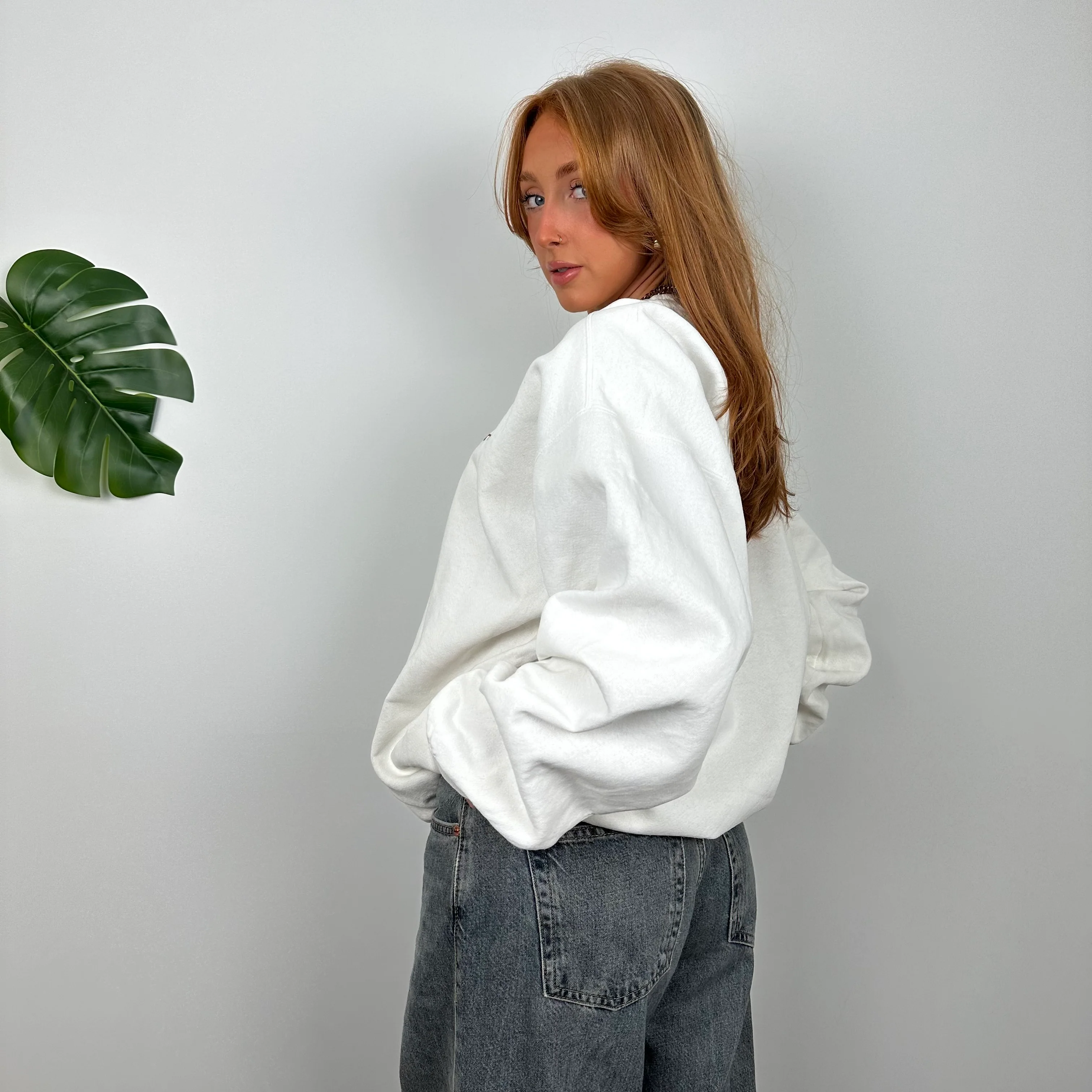 Nike White Embroidered Swoosh Sweatshirt (M) - Image 5