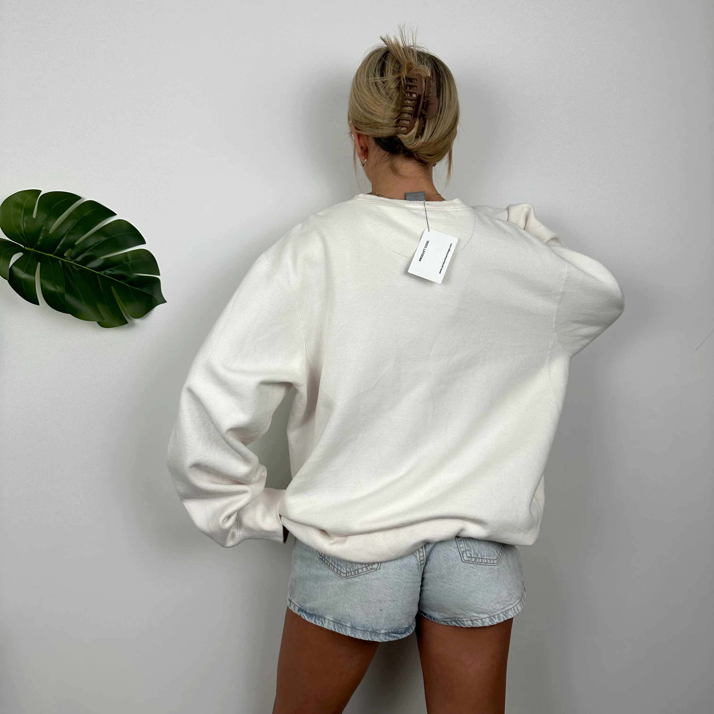 Nike White Embroidered Swoosh Sweatshirt (XL) - Image 5