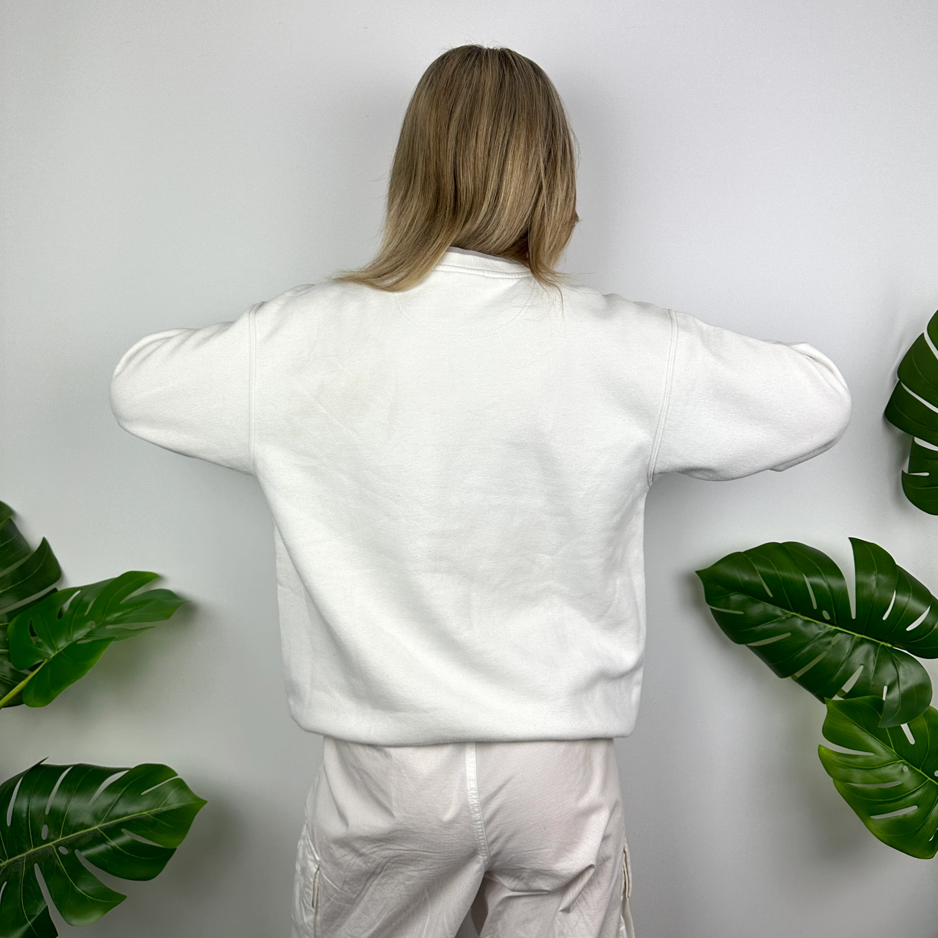 Nike White Embroidered Swoosh Sweatshirt (M) - Image 4