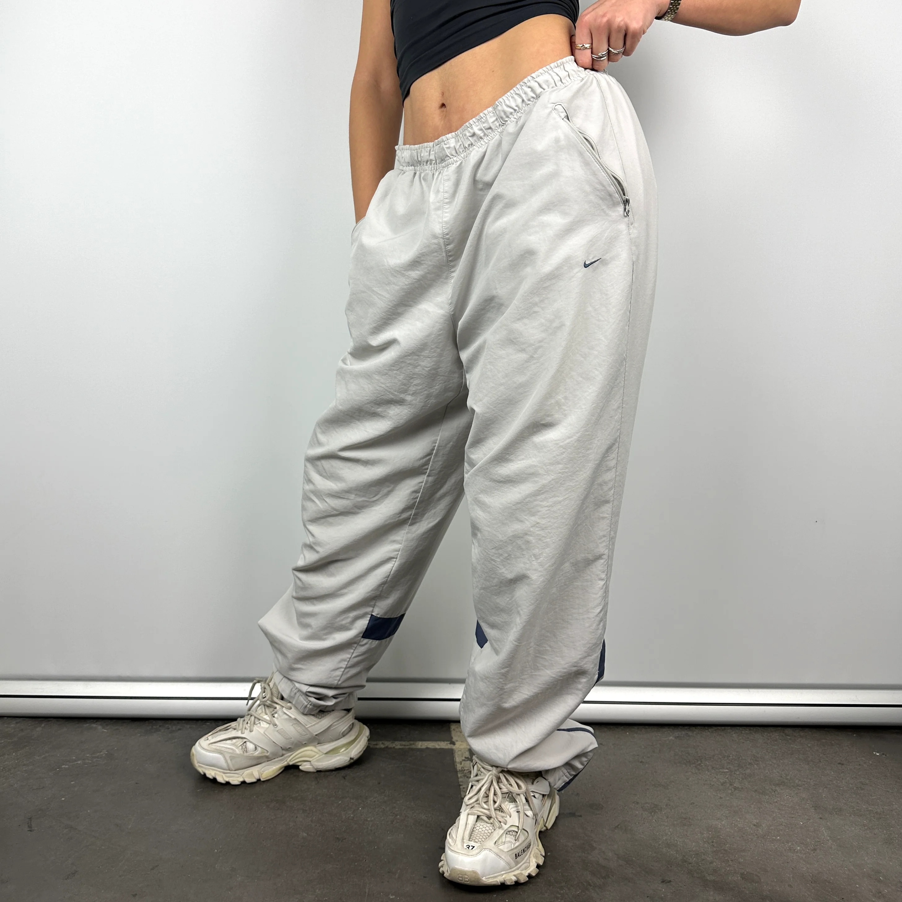 Nike White Embroidered Swoosh Track Pants (XL) - Image 5