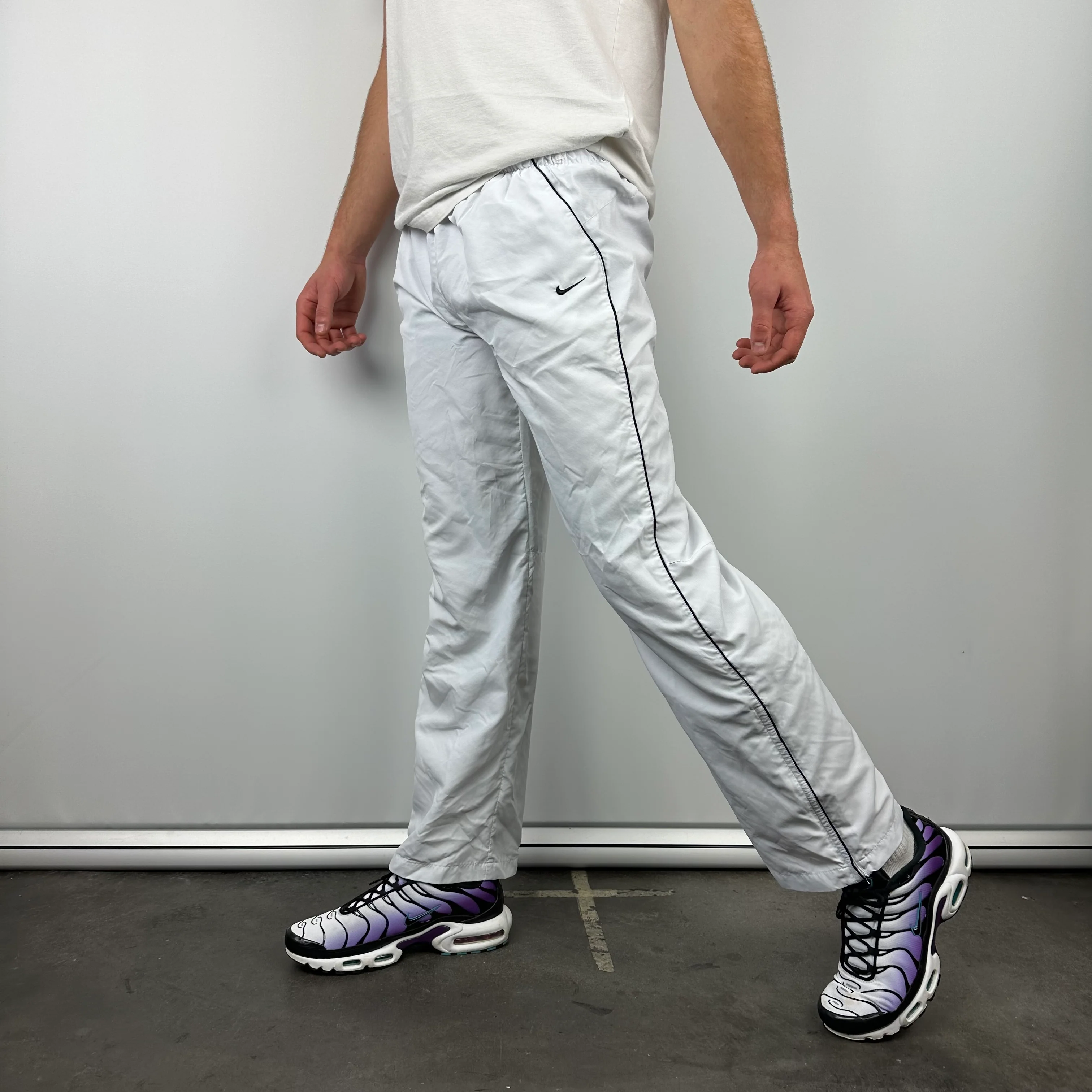 Nike White Embroidered Swoosh Track Pants (M) - Image 6