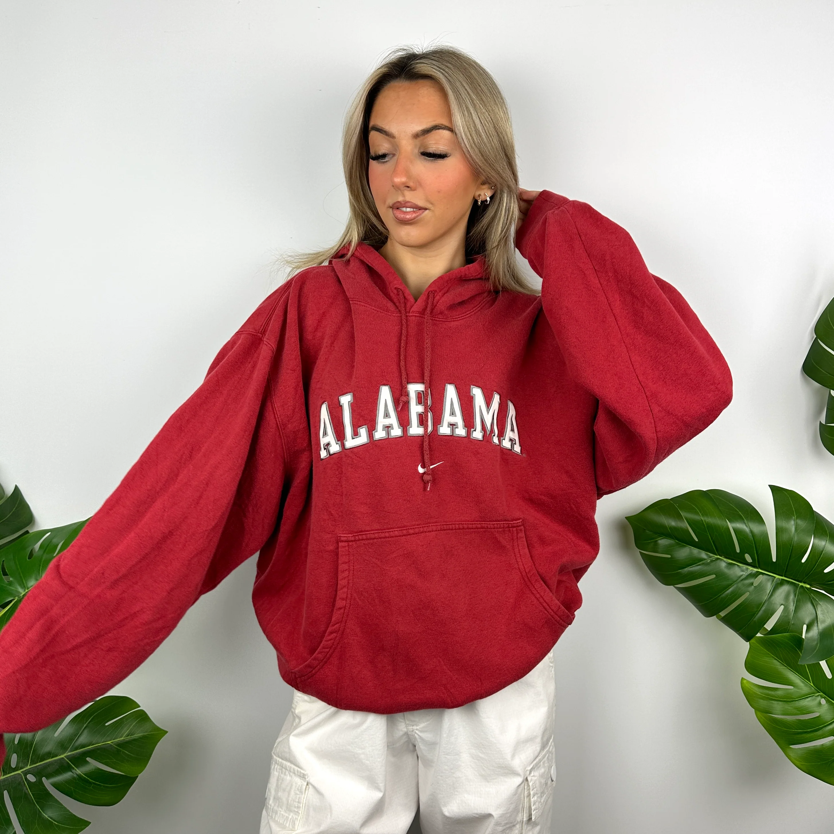 Nike x Alabama Red Embroidered Spell Out Hoodie (L) - Image 7