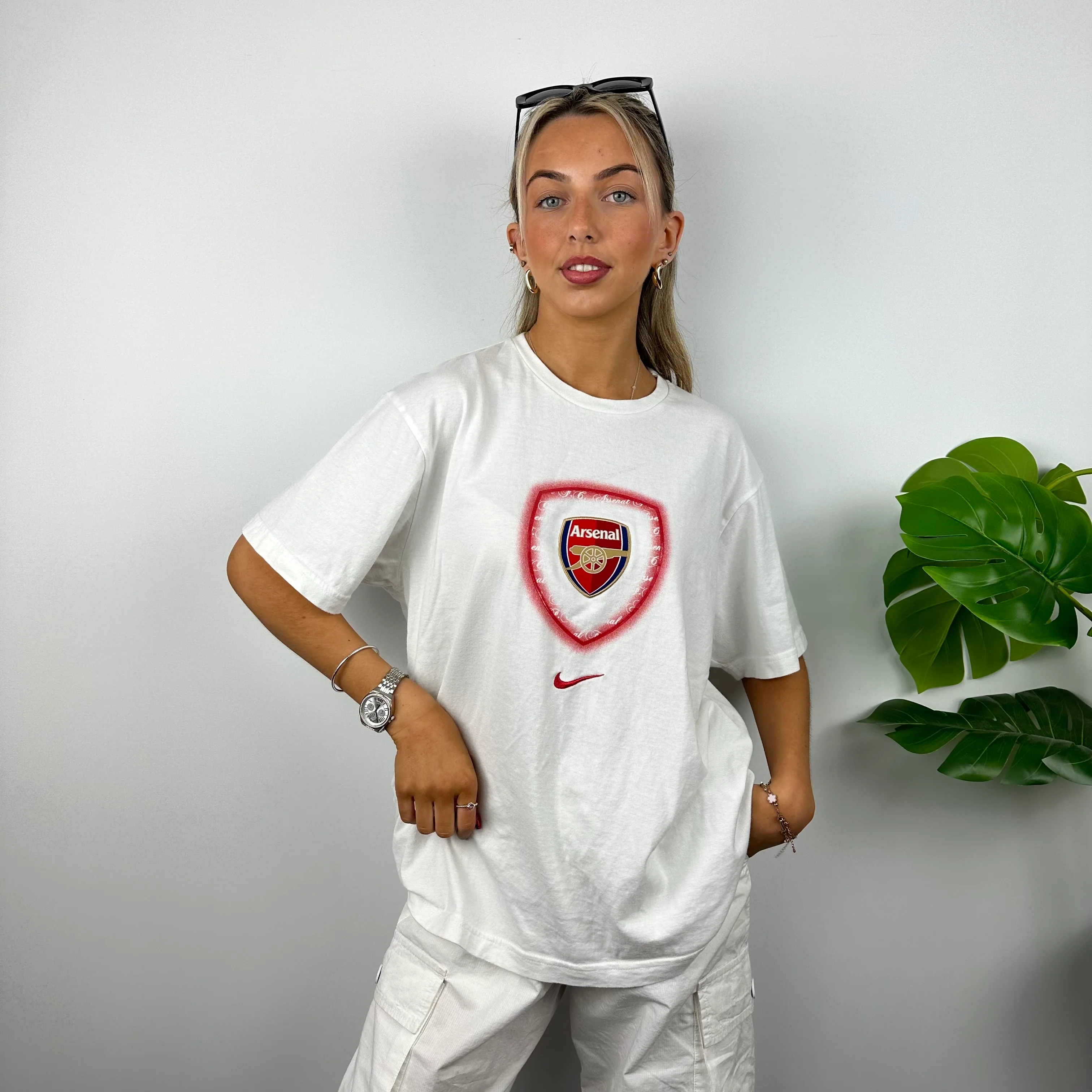 Nike x Arsenal White Embroidered Logo T Shirt (XL) - Image 4