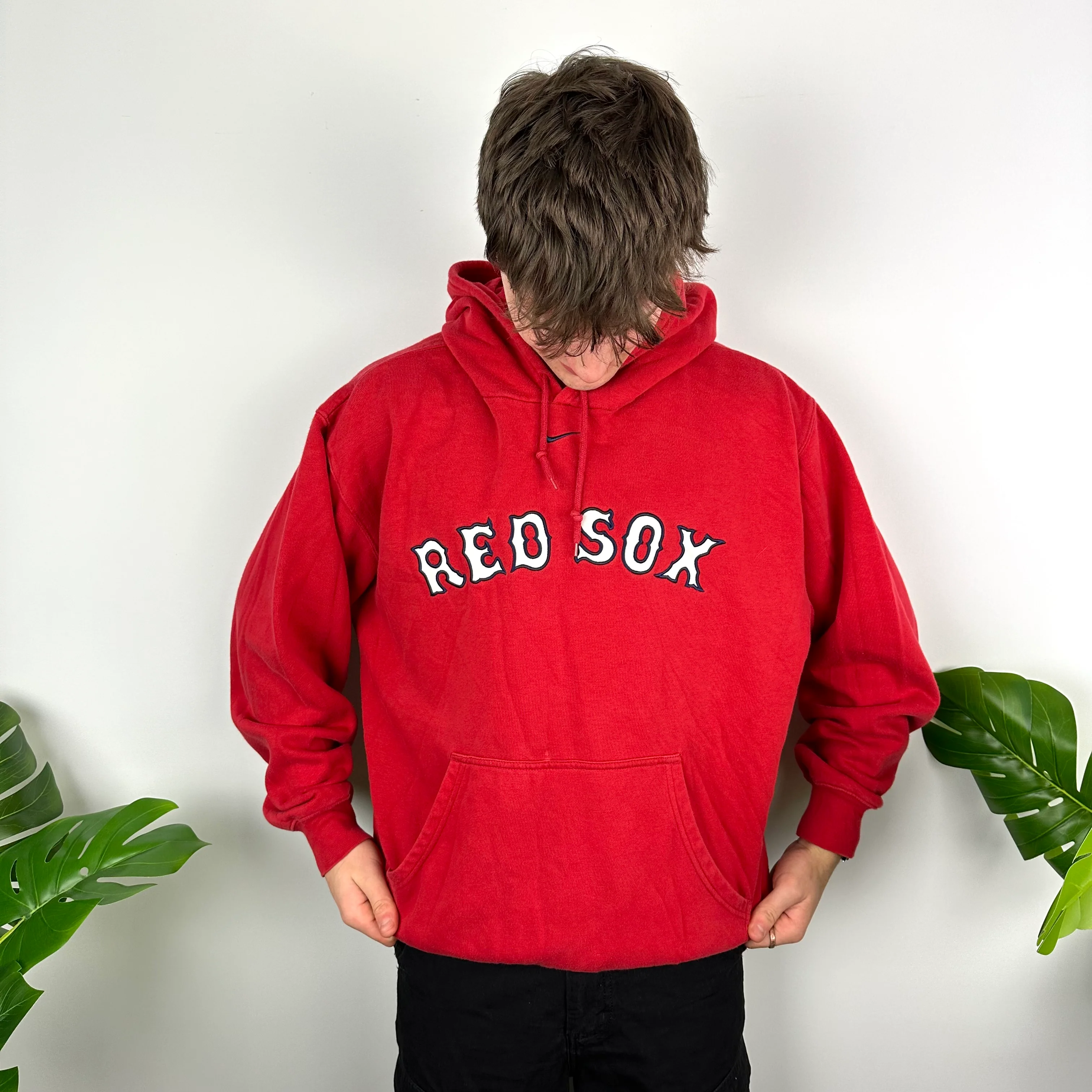 Nike X Boston Red Sox Red Embroidered Spell Out Hoodie (L) - Image 5