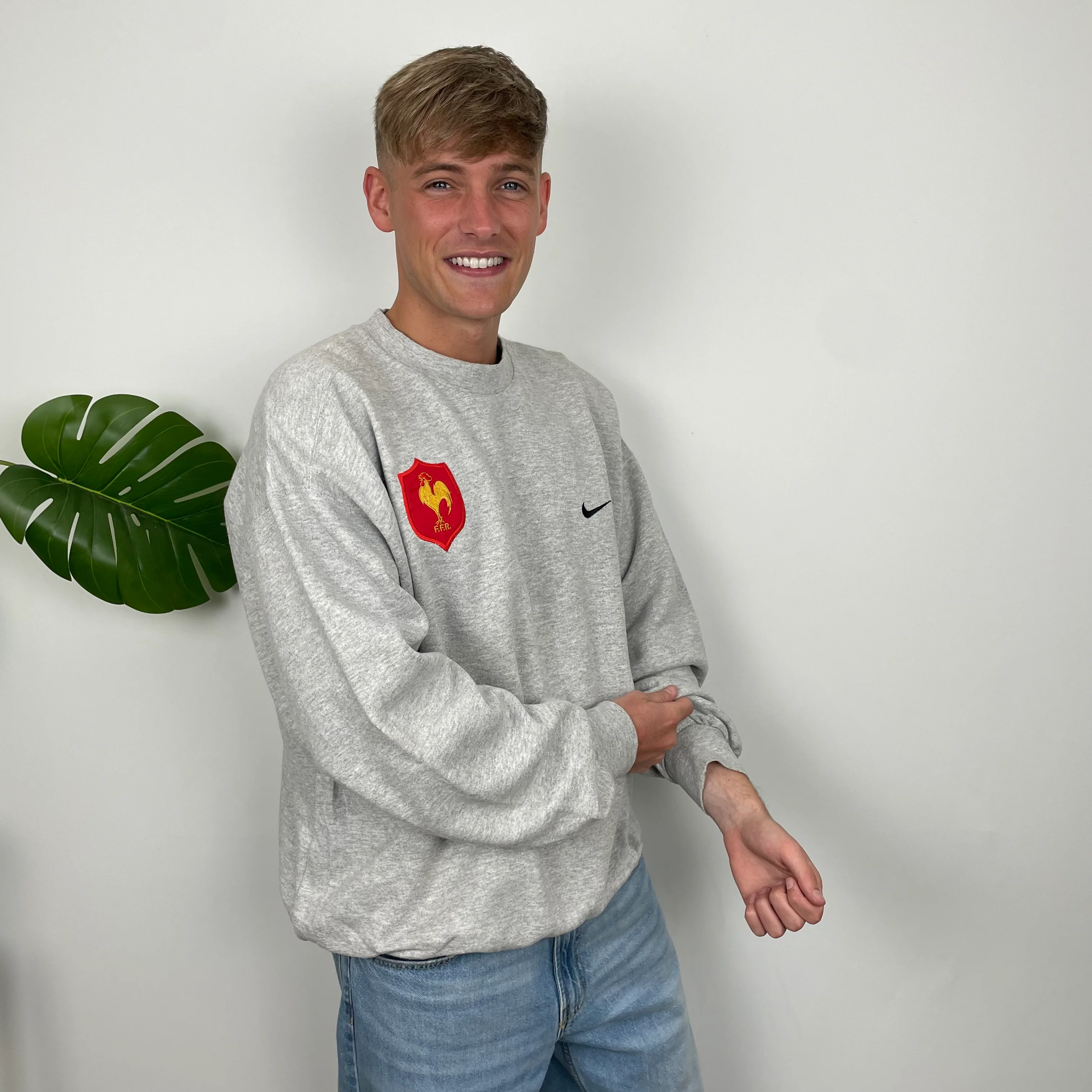 Nike x France Football Federation RARE Grey Embroidered Swoosh Sweatshirt (XL) - Image 2