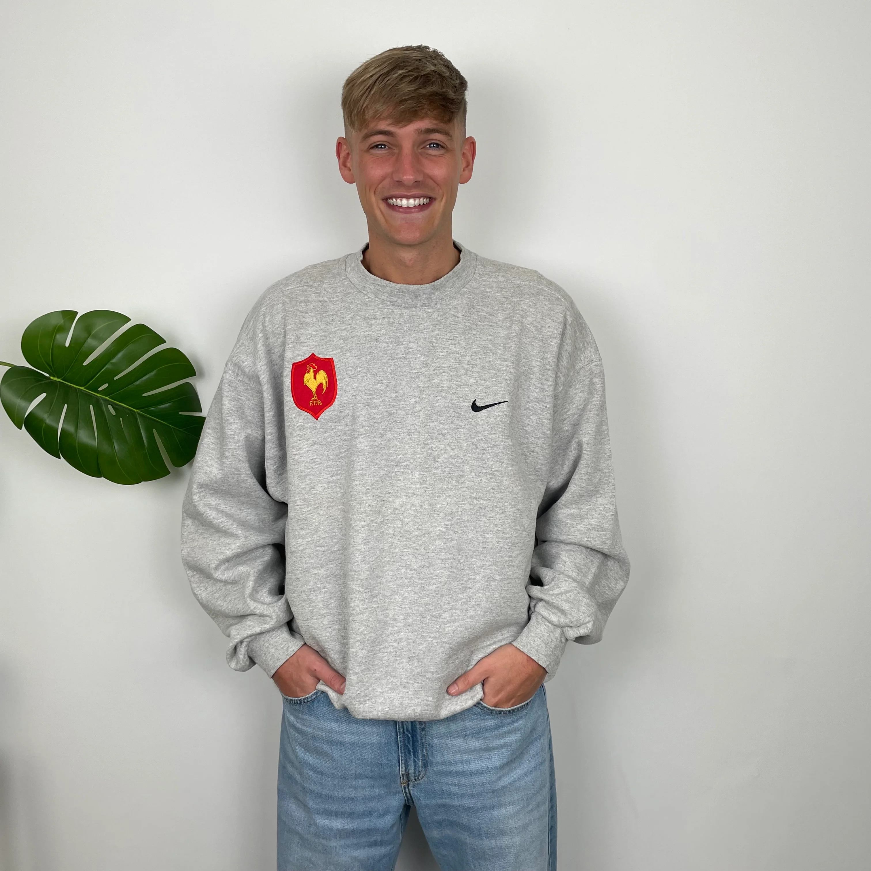 Nike x France Football Federation RARE Grey Embroidered Swoosh Sweatshirt (XL) - Image 3