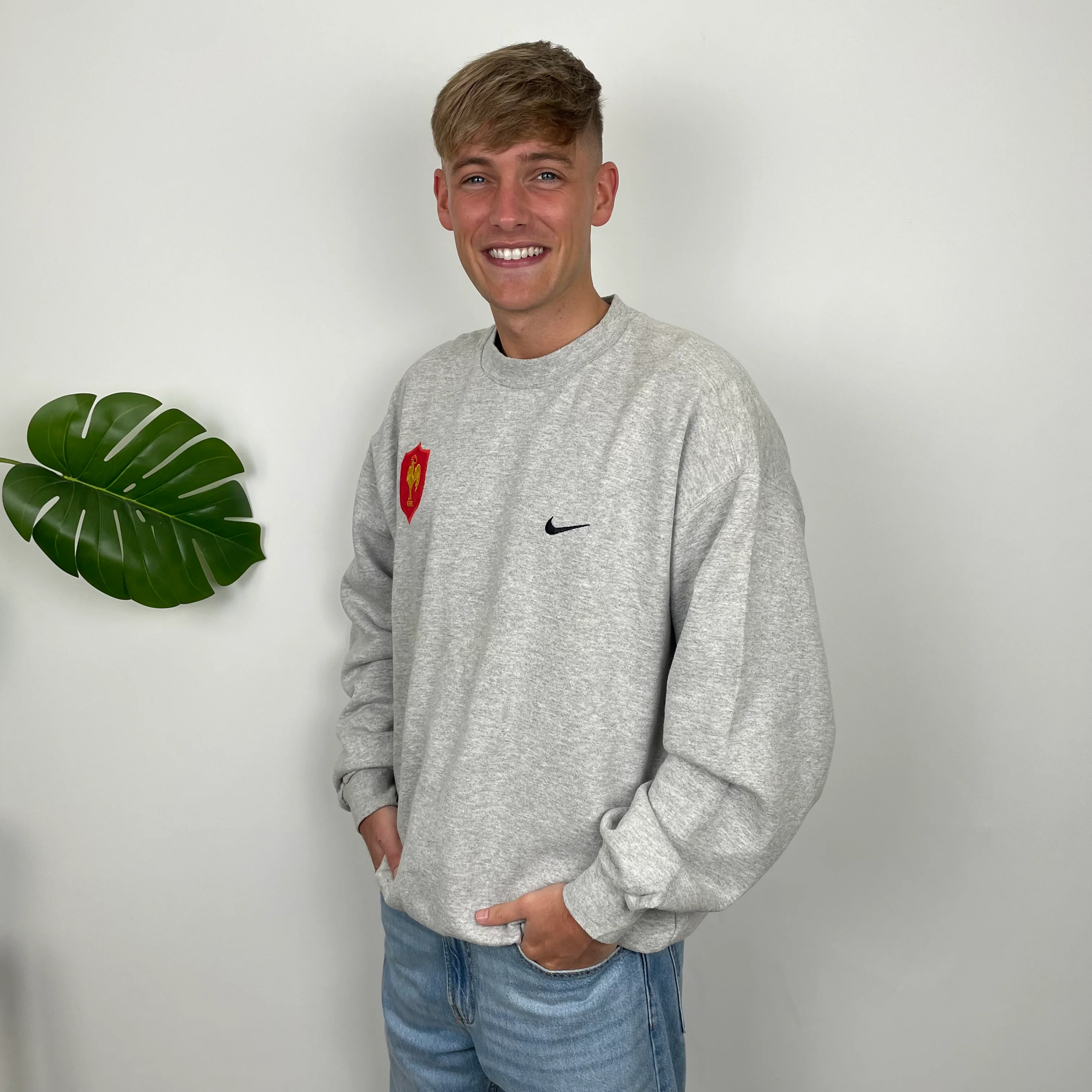 Nike x France Football Federation RARE Grey Embroidered Swoosh Sweatshirt (XL) - Image 4