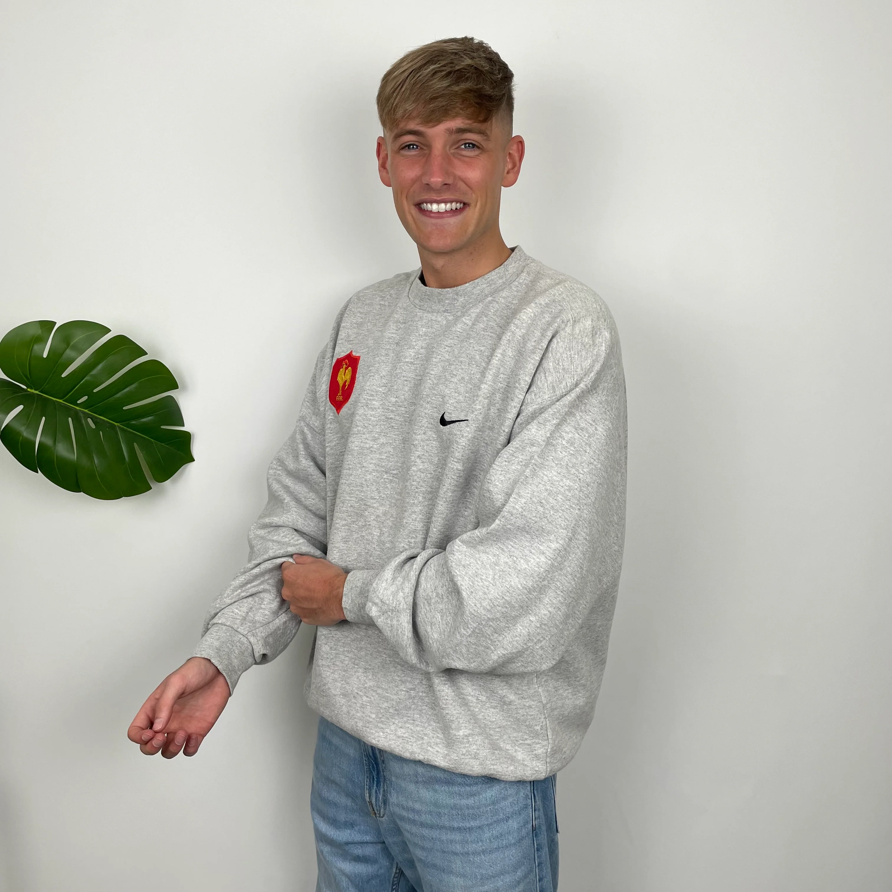 Nike x France Football Federation RARE Grey Embroidered Swoosh Sweatshirt (XL) - Image 5