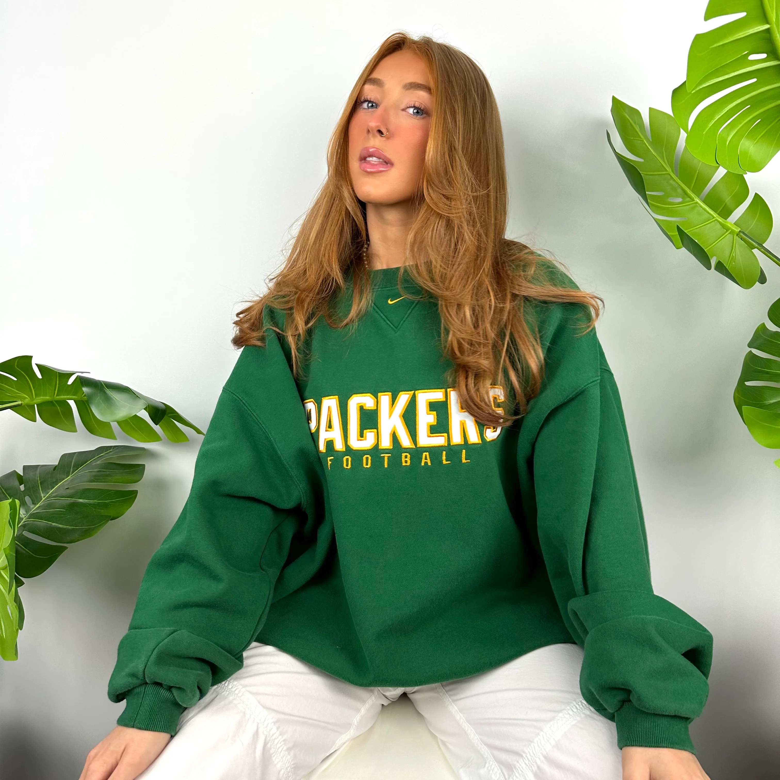 Nike x Green Bay Packers Green Embroidered Spell Out Sweatshirt (XXL) - Image 6