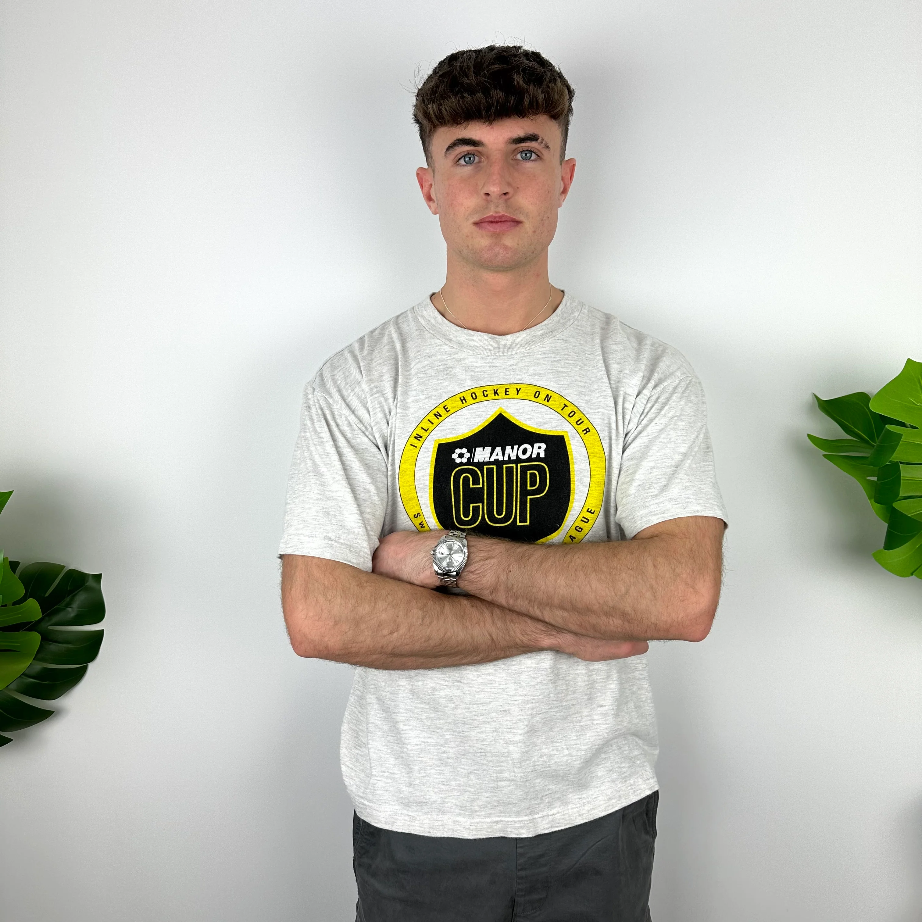 Nike X Manor Cup Grey Spell Out T Shirt (M) - Image 3