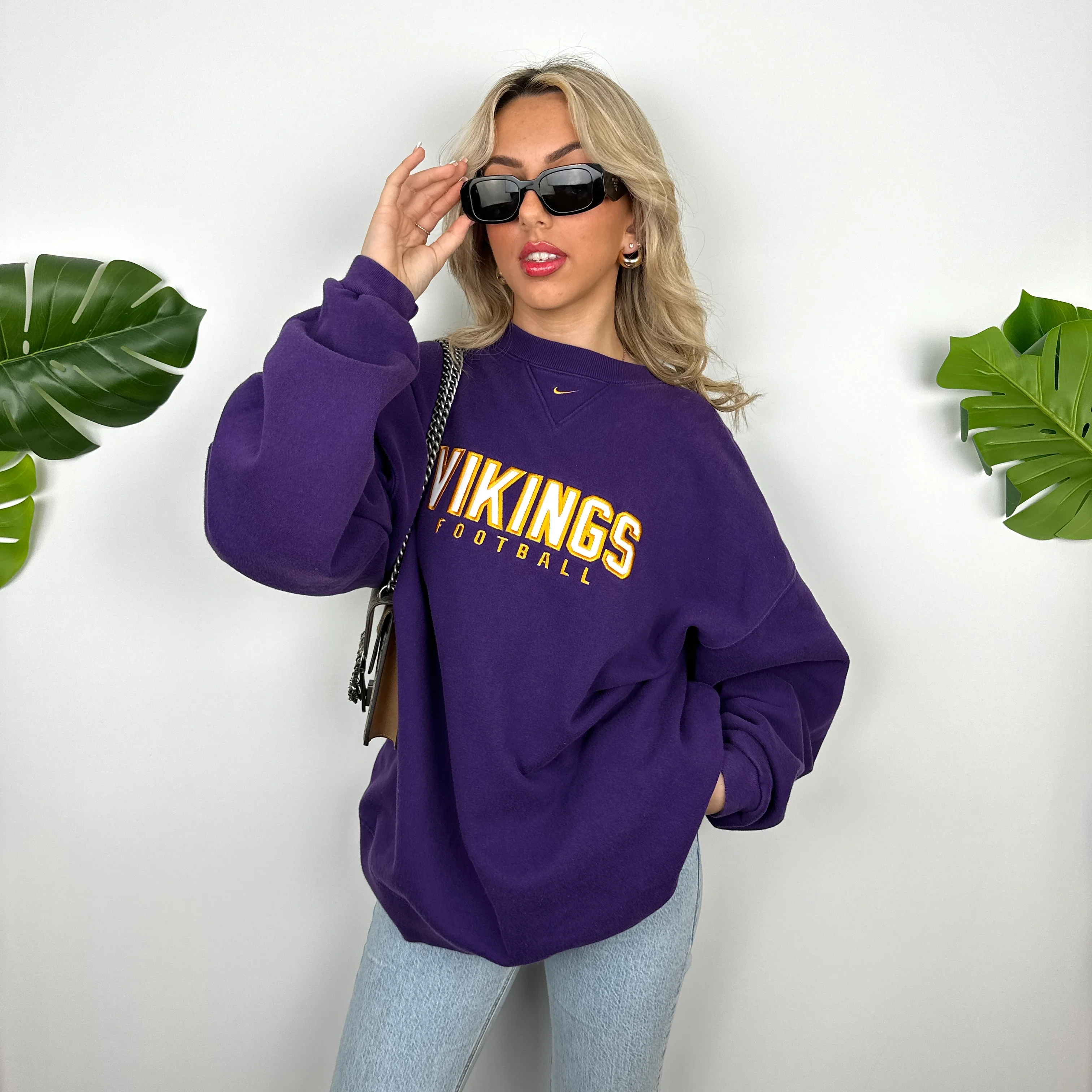 Nike x Minnesota Vikings Purple Embroidered Spell Out Sweatshirt (XL) - Image 5