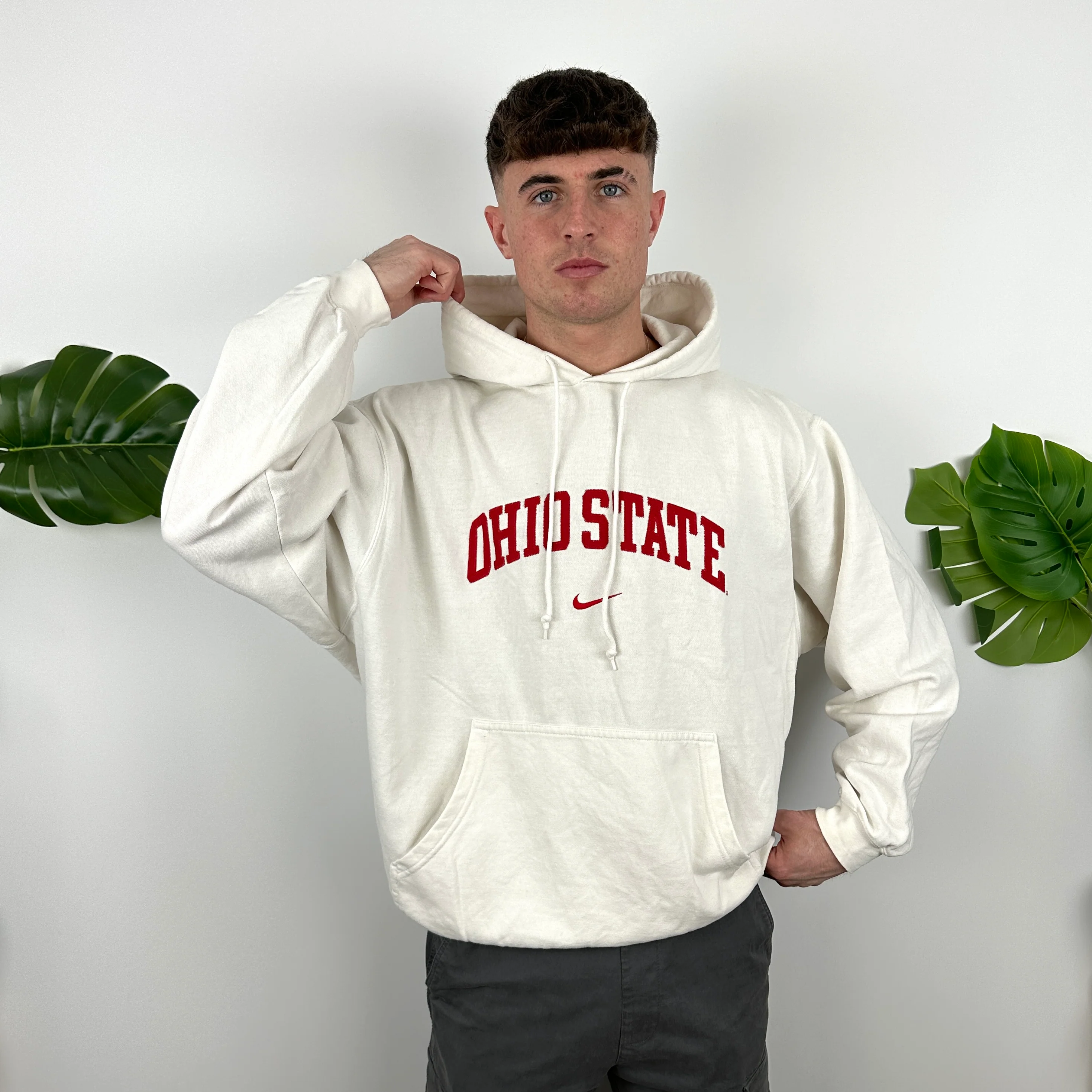 Nike x Ohio State White Embroidered Spell Out Hoodie (XL) - Image 3