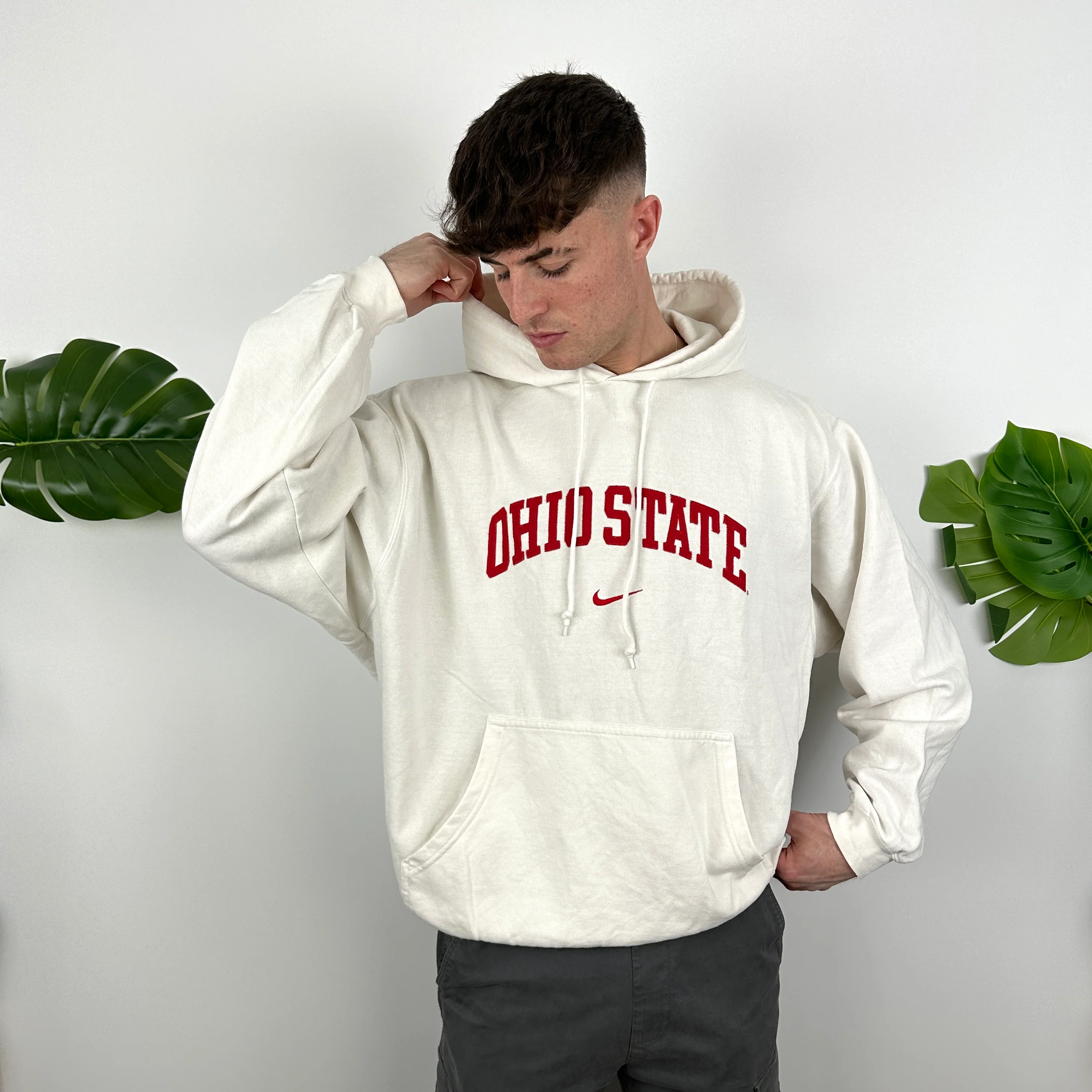 Nike x Ohio State White Embroidered Spell Out Hoodie (XL) - Image 5