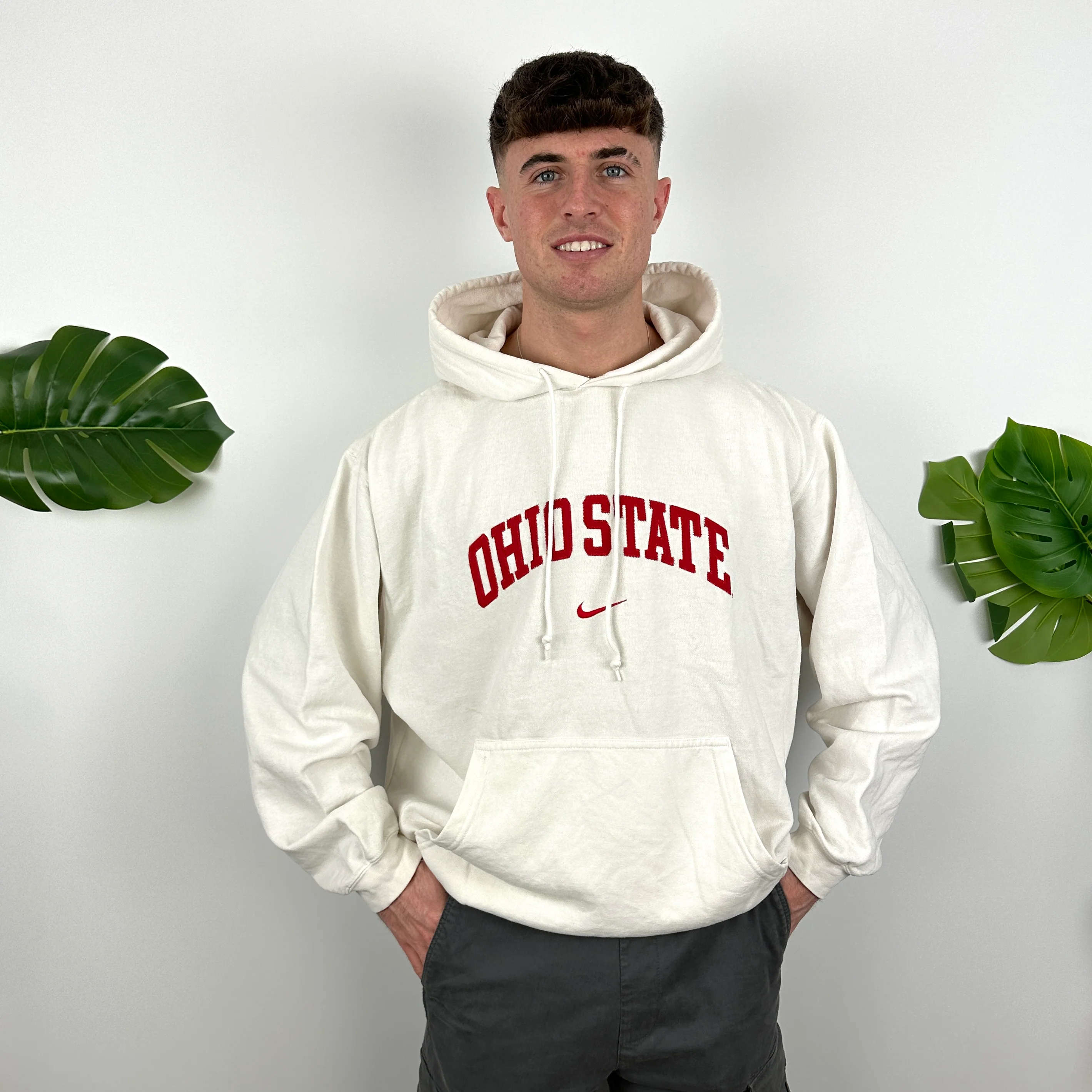 Nike x Ohio State White Embroidered Spell Out Hoodie (XL) - Image 6