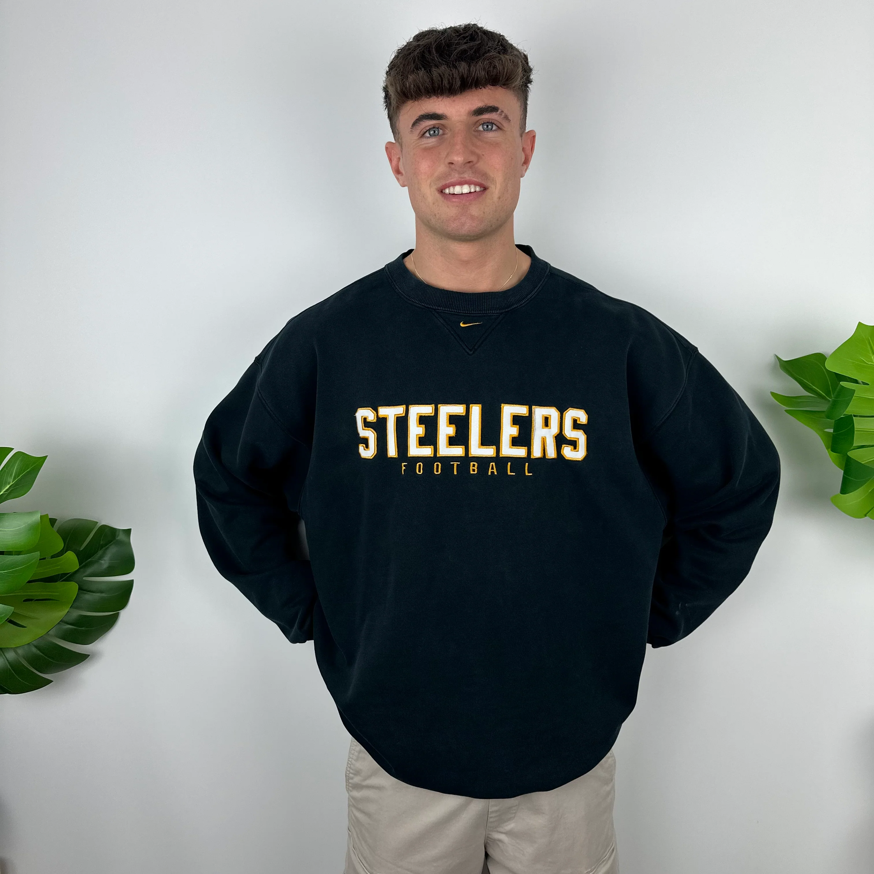 Nike X Pittsburgh Steelers Black Embroidered Spell Out Sweatshirt (XL) - Image 8