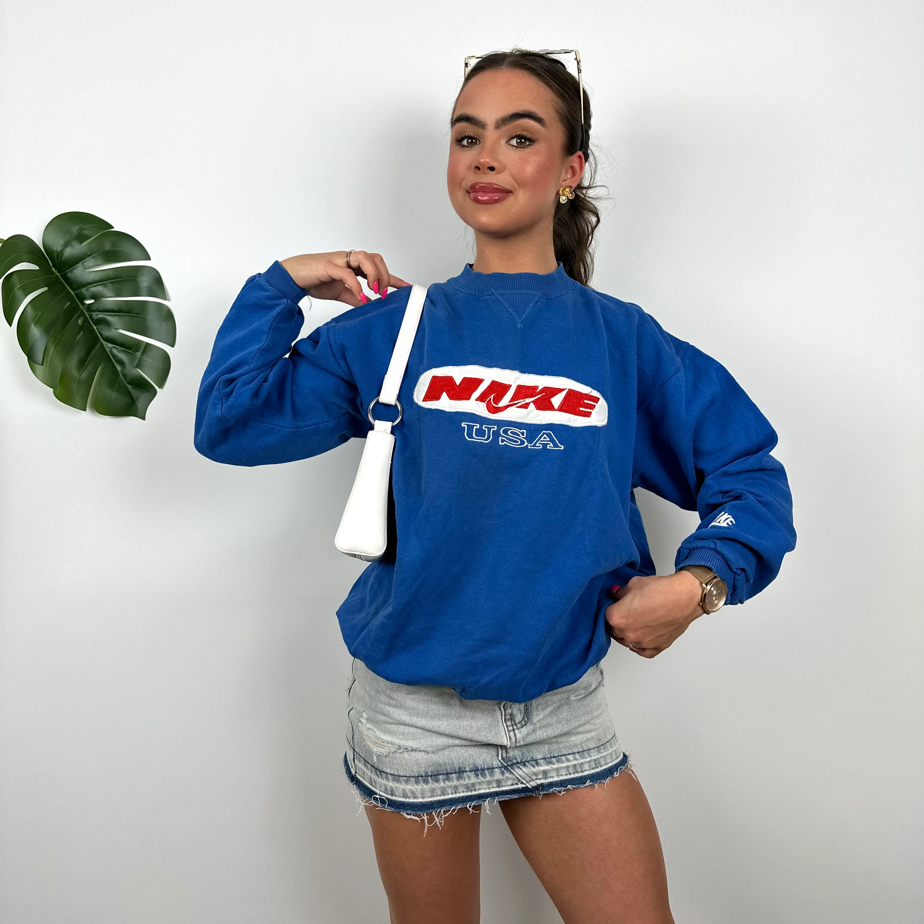 Nike X USA Blue Embroidered Spell Out Sweatshirt (S) - Image 2