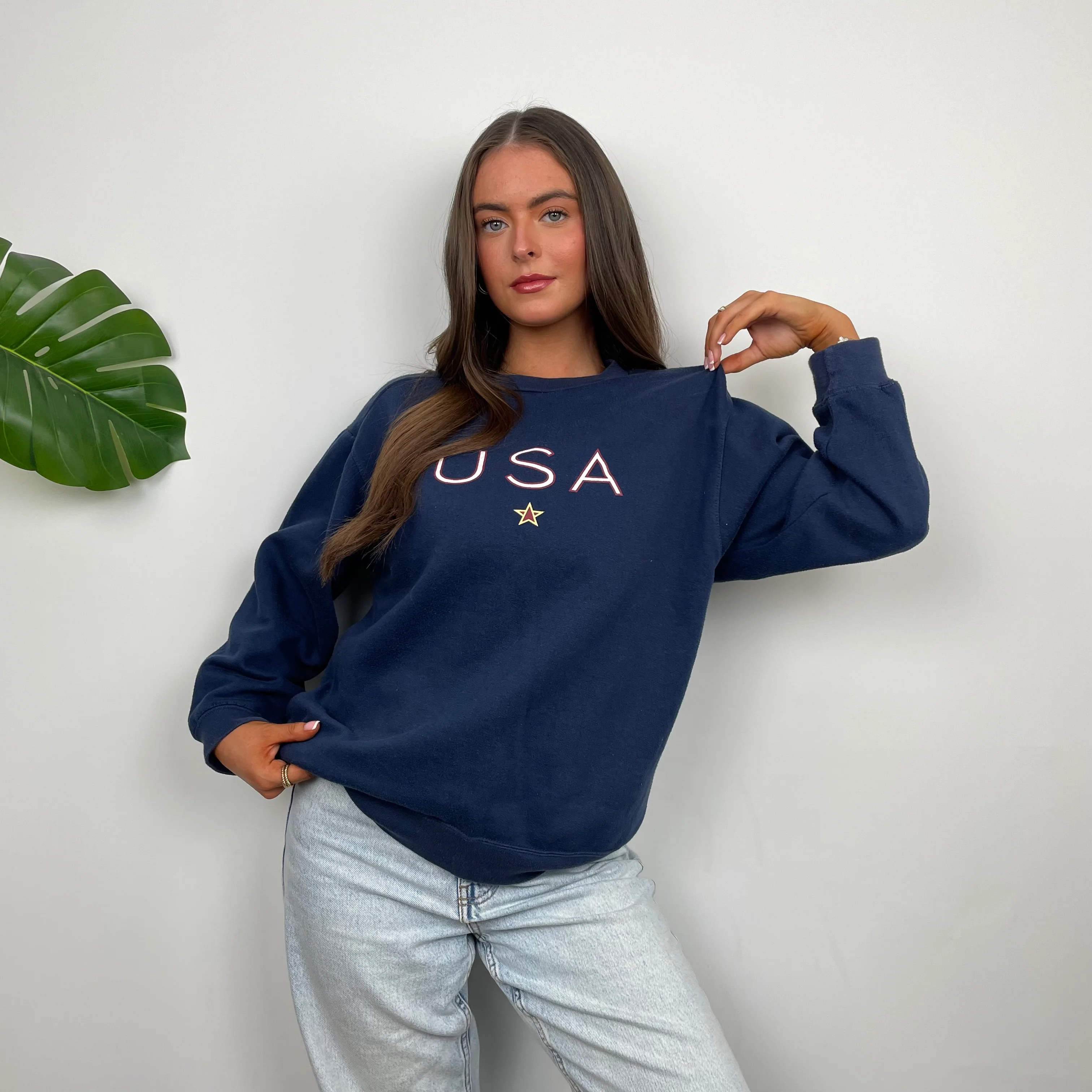 Nike X USA Navy Embroidered Spell Out Sweatshirt (S) - Image 2