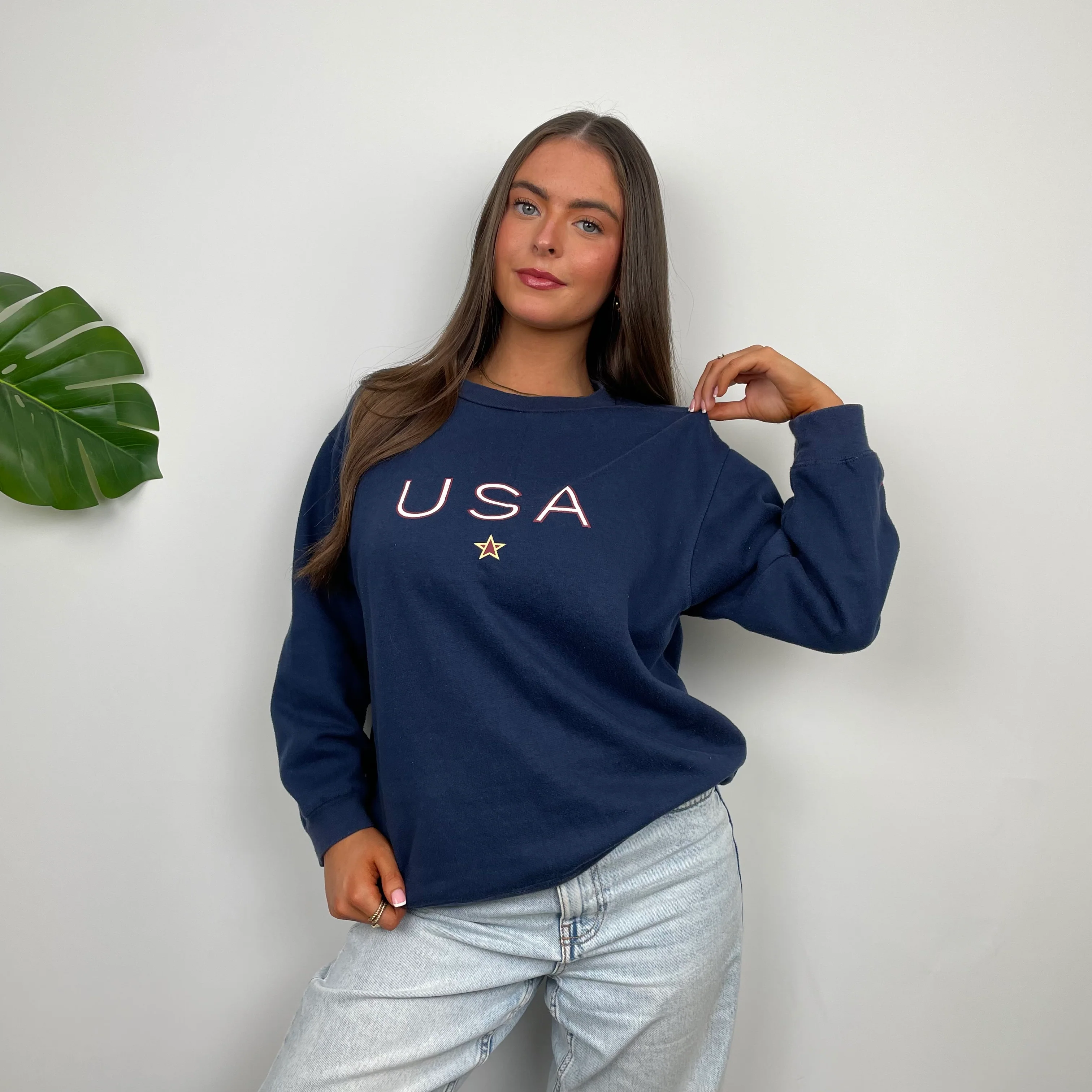 Nike X USA Navy Embroidered Spell Out Sweatshirt (S) - Image 4
